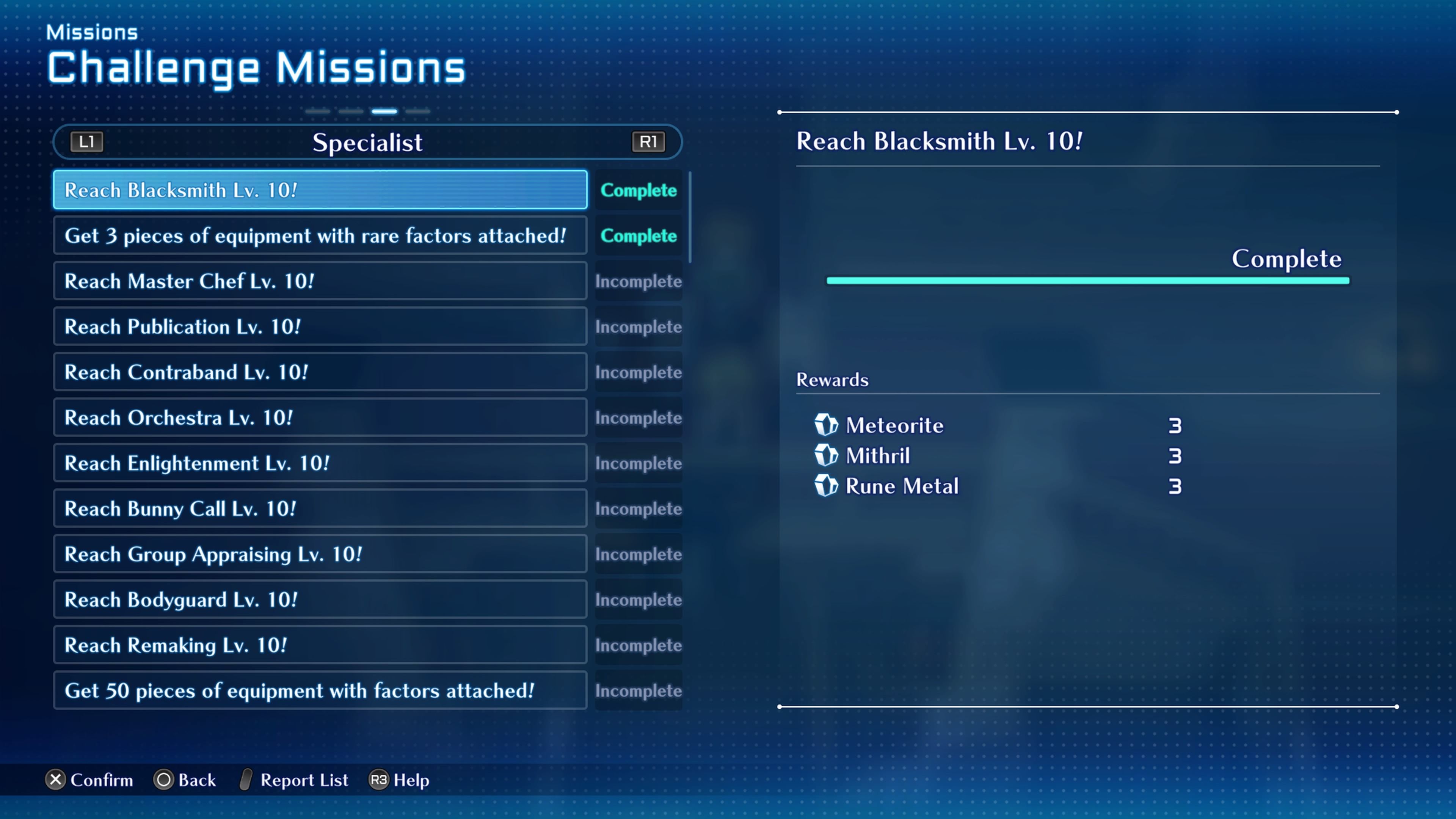 The challenge mission menu in Star Ocean The Second Story