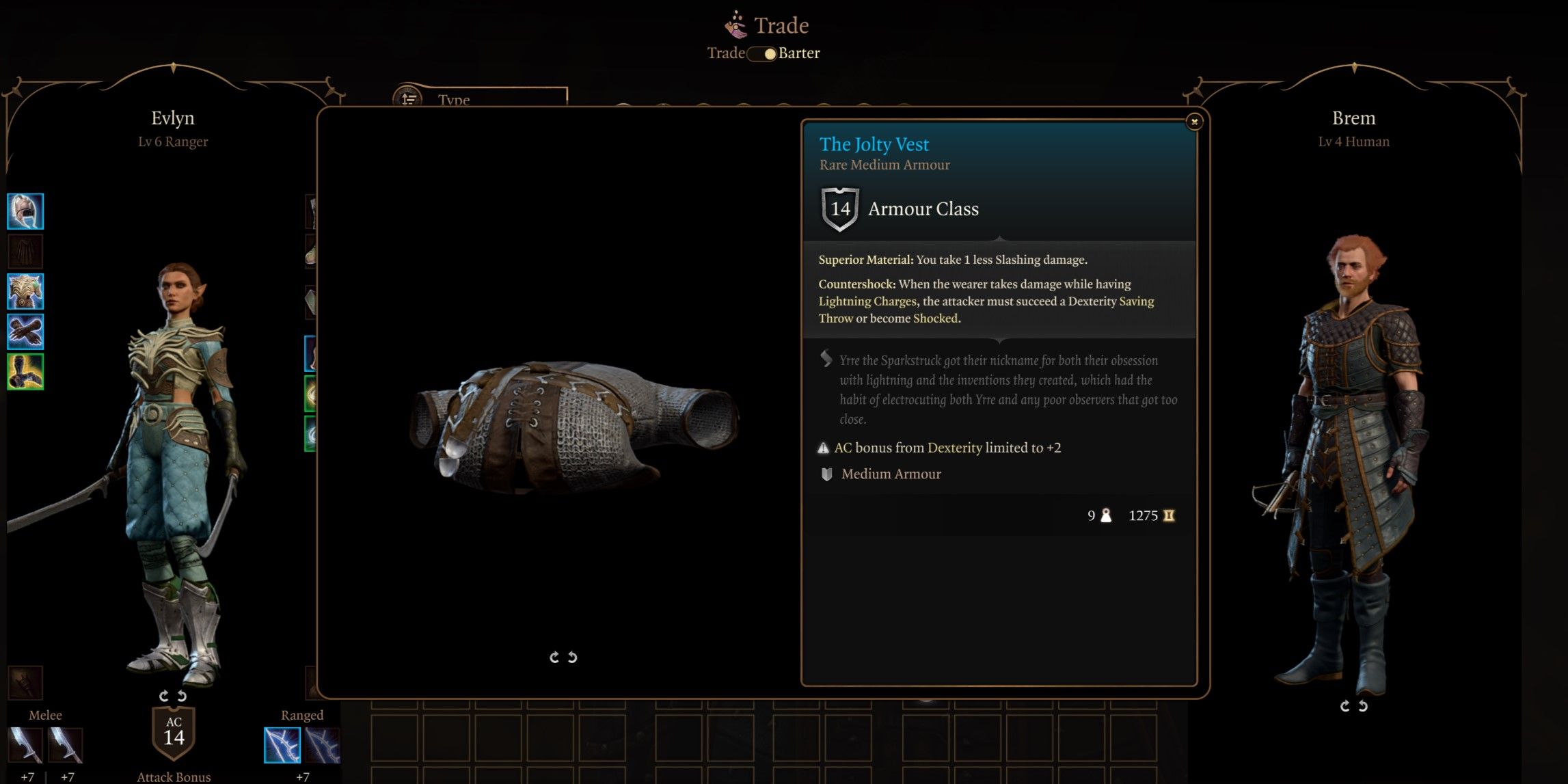 Item description of the armor piece, The Jolty Vest