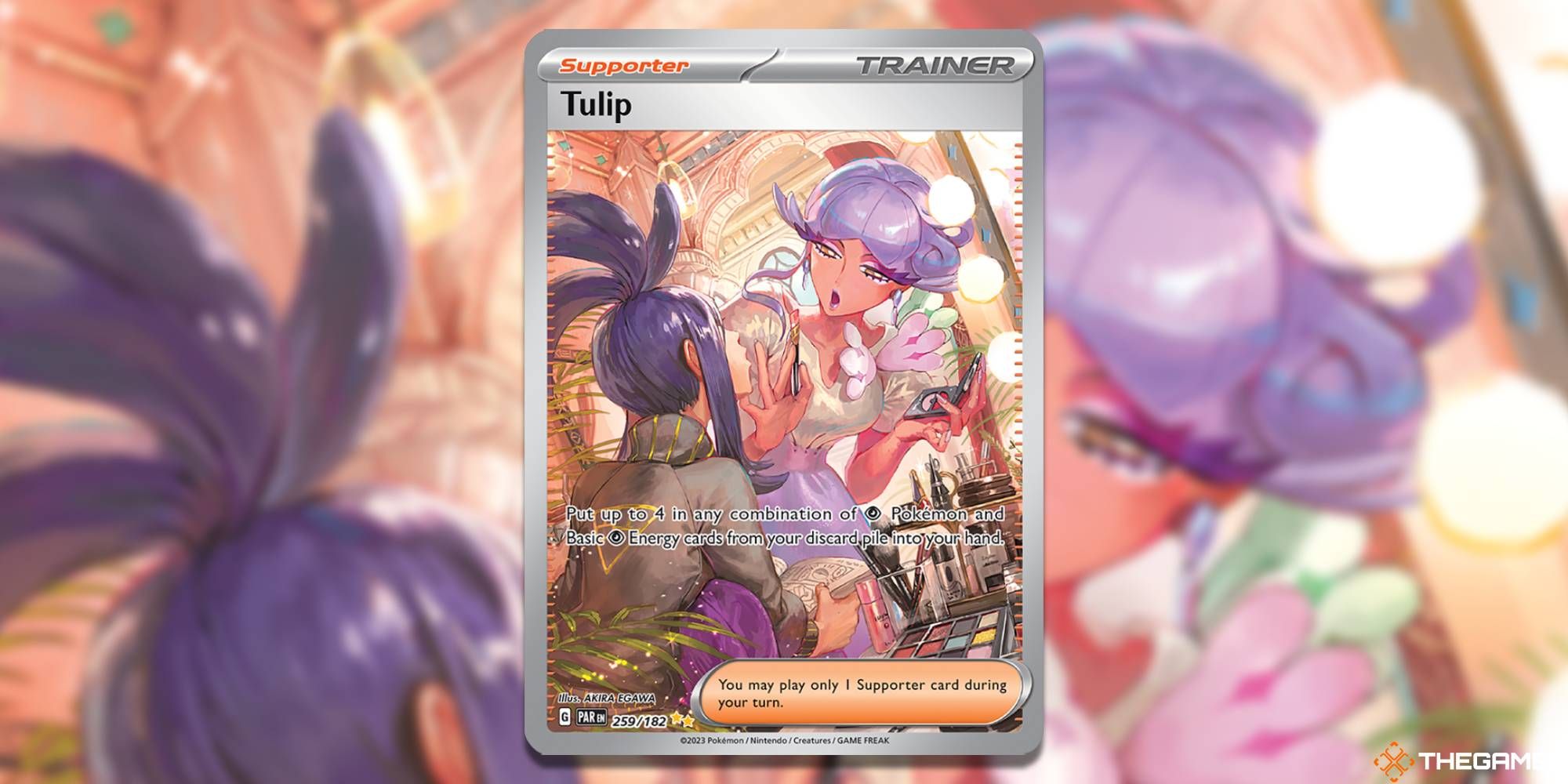 Image of the card Tulip in Pokemon TCG, with art by Akira Egawa