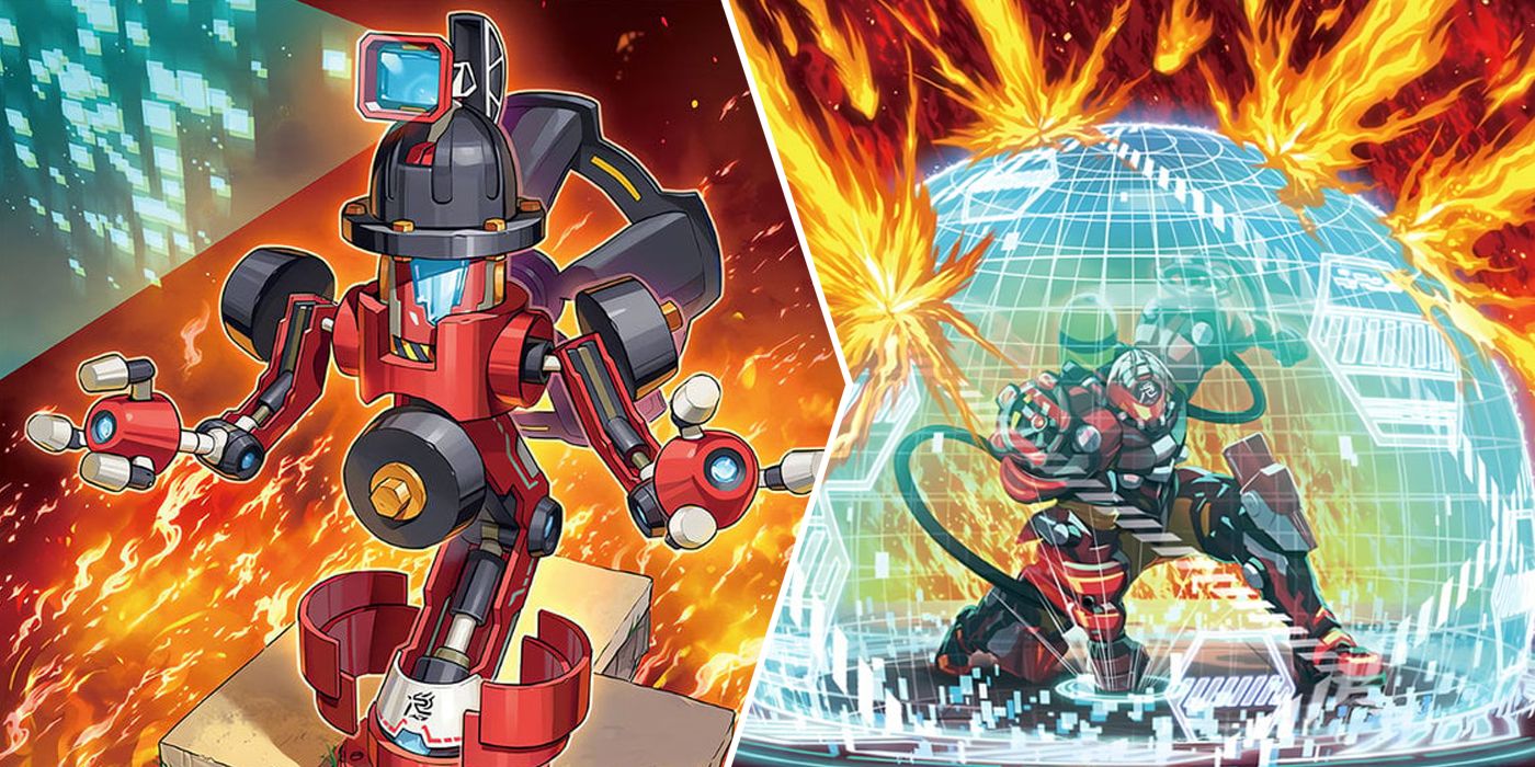 Two panel image for Rescue-ACE Yugioh archetype - Hydrant (left), Reinforce (right)