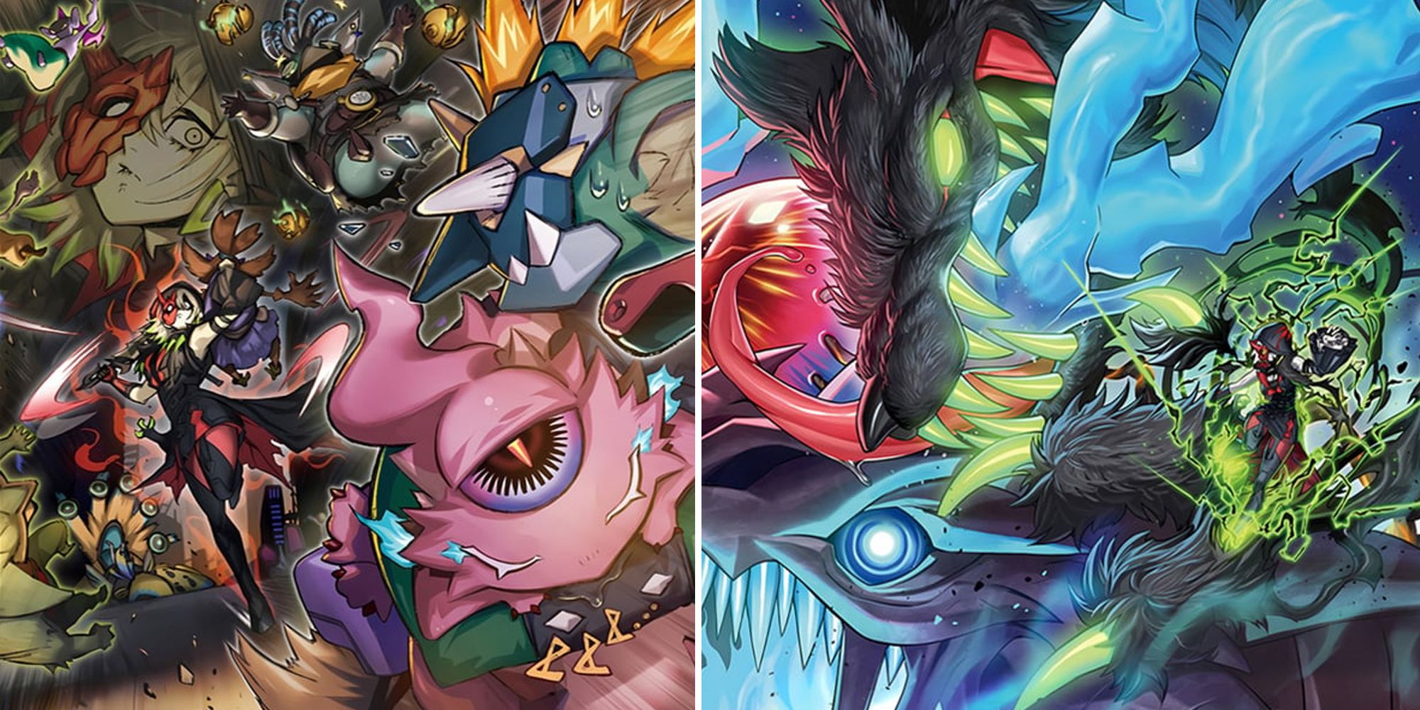 Two panel image of various Sinful Spoils support cards-1