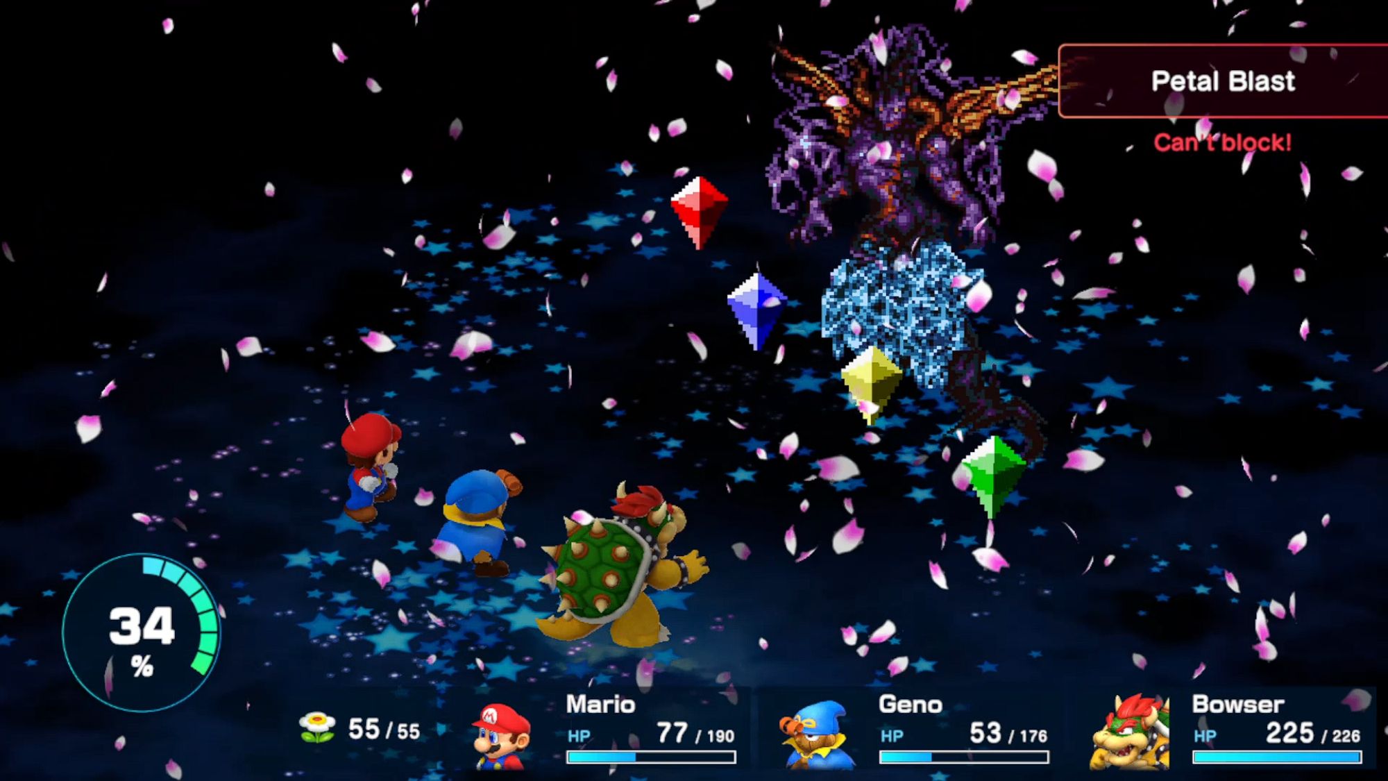 Super Mario RPG Wind Crystal Performing Petal Blast