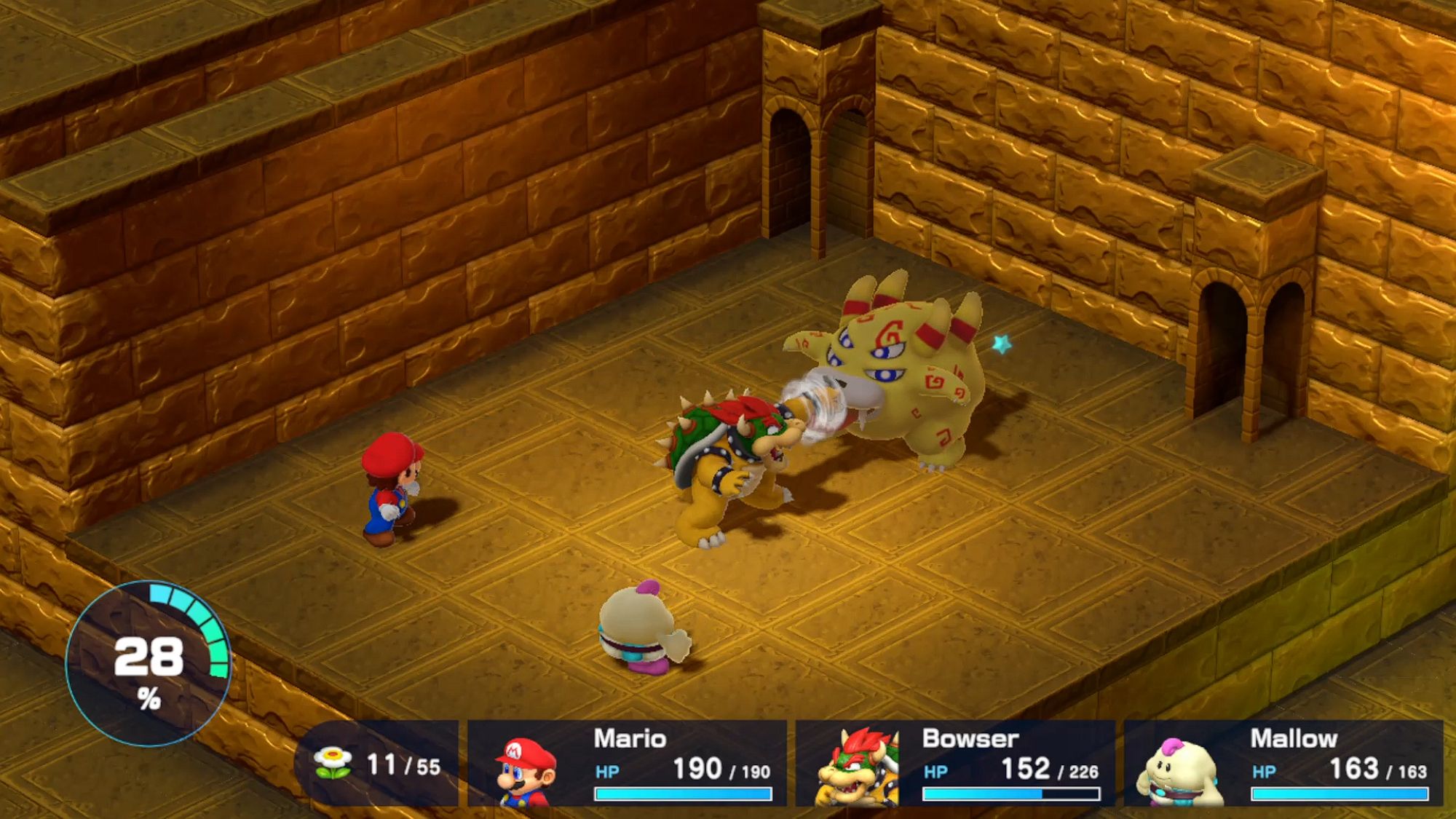 Super Mario RPG Bowser Attacking Belome