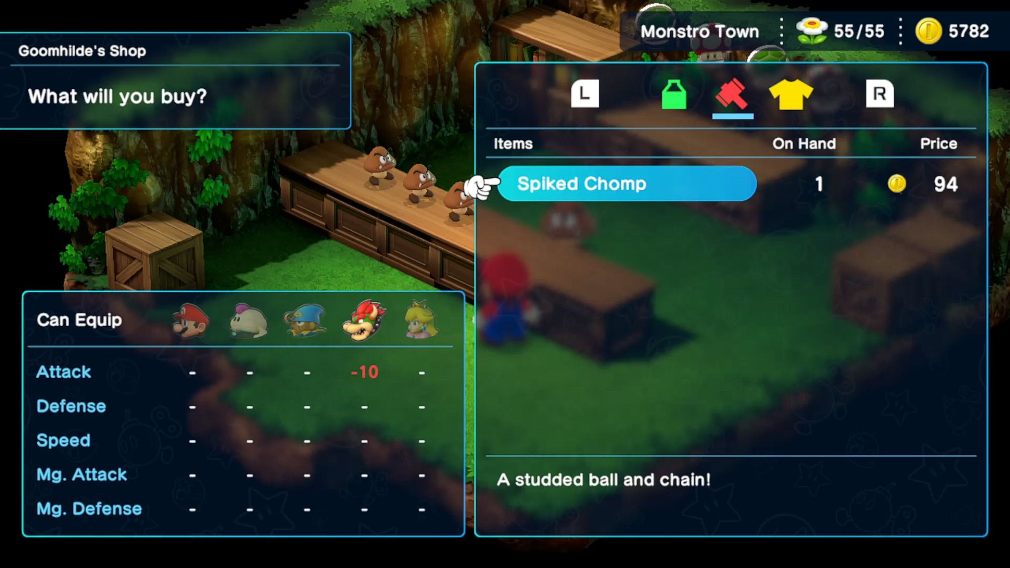 Super Mario RPG Bowser Buying A Spiked Chomp