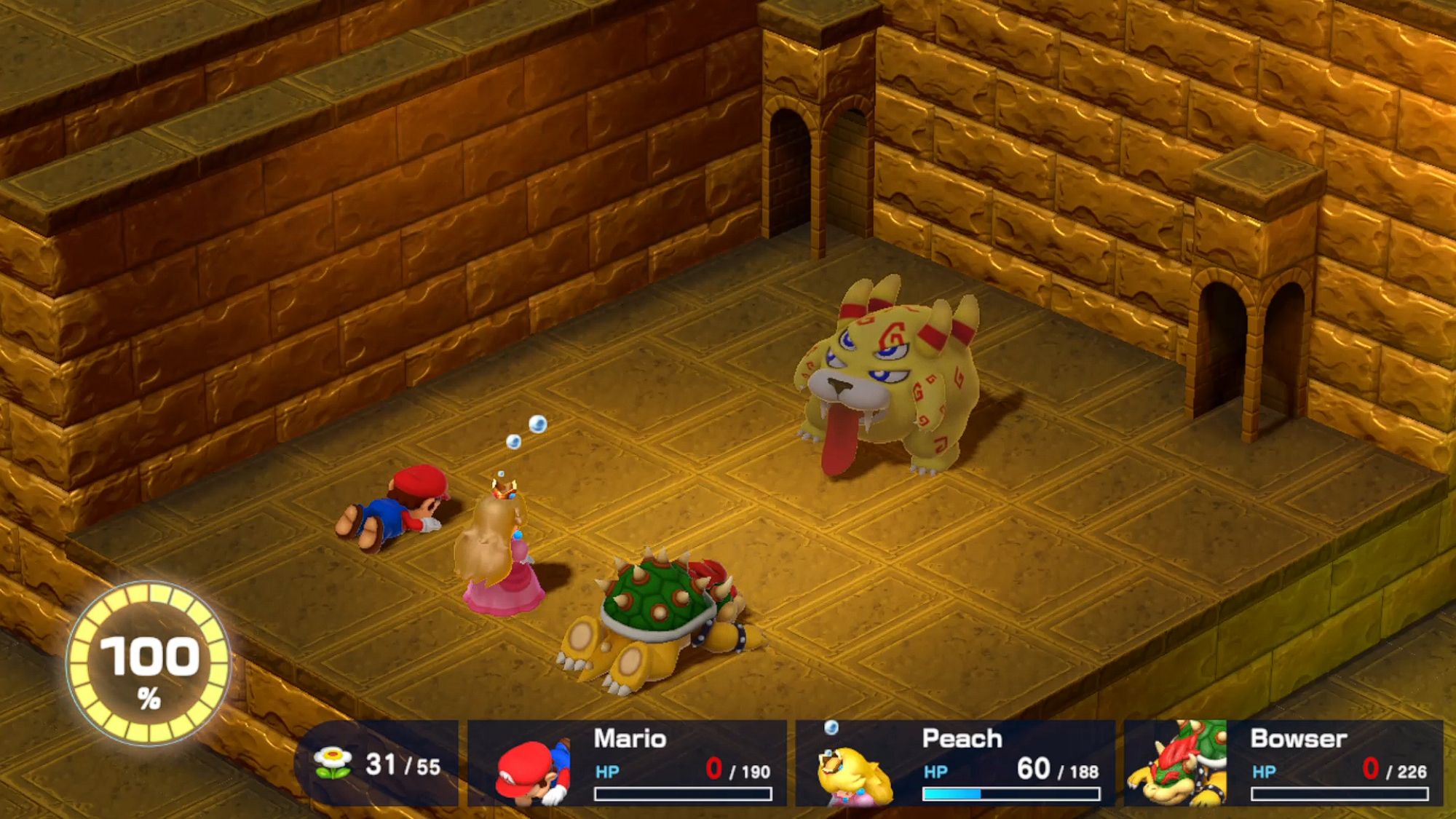 Super Mario RPG The Party Battling Versus Belome