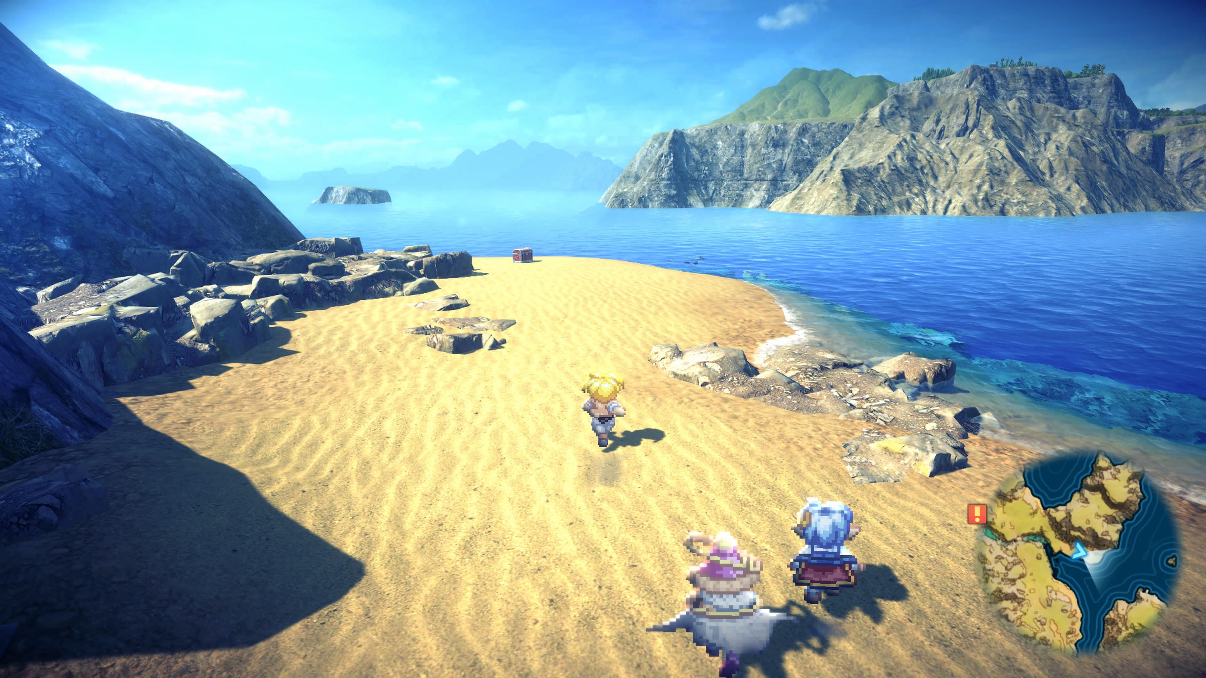 Walking along a beach on the world map in Star Ocean The Second Story