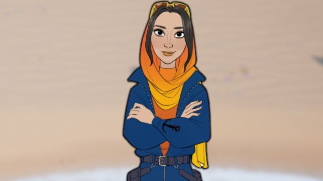 Zarah's Portrait over the beach, where she frequently hunts for treasure.