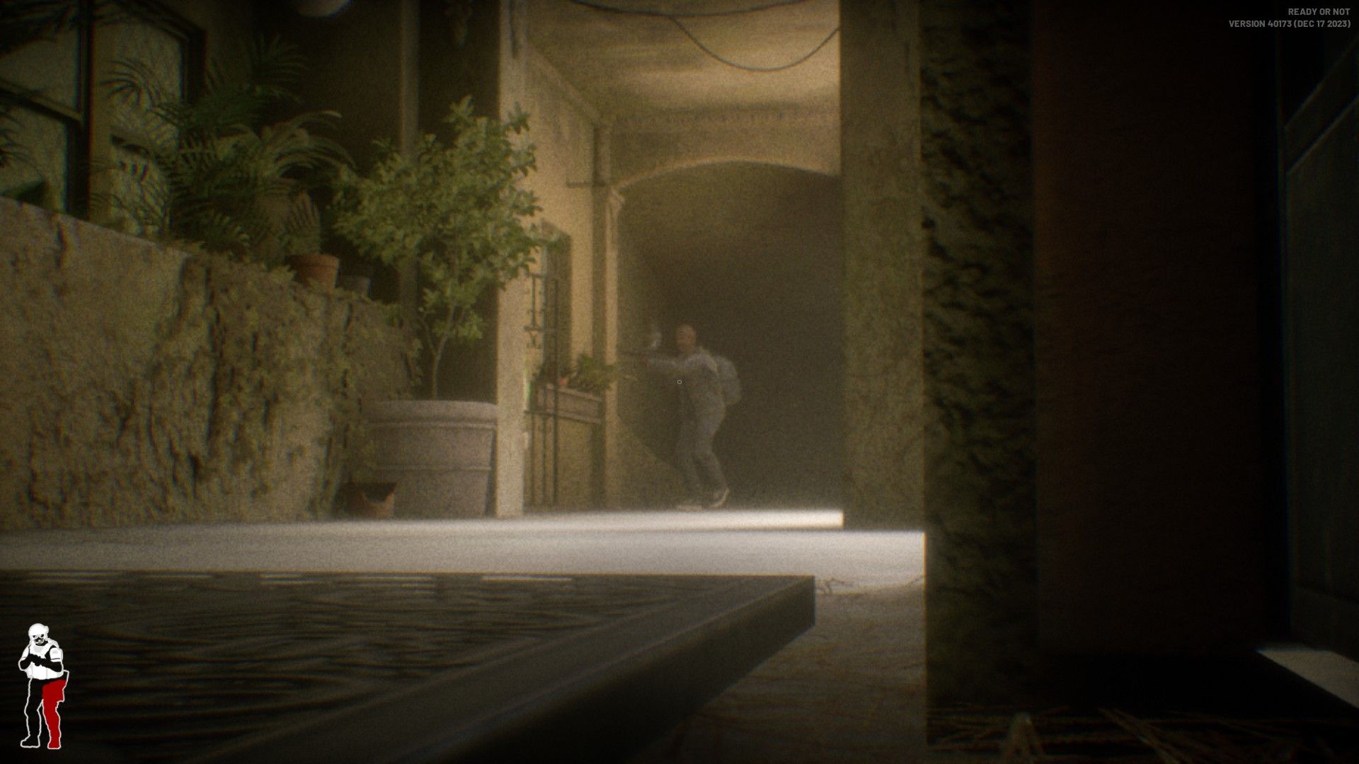 Peeking under the door with a mirror gun in Ready or Not