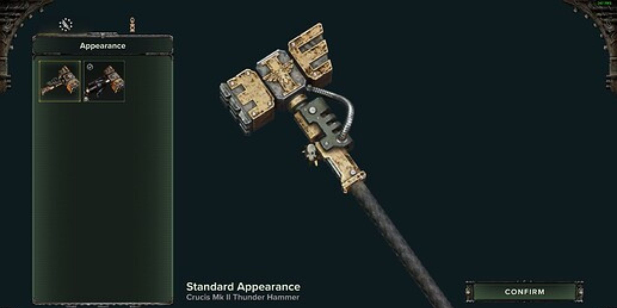 screen showing large hammer and different paints you can add to it