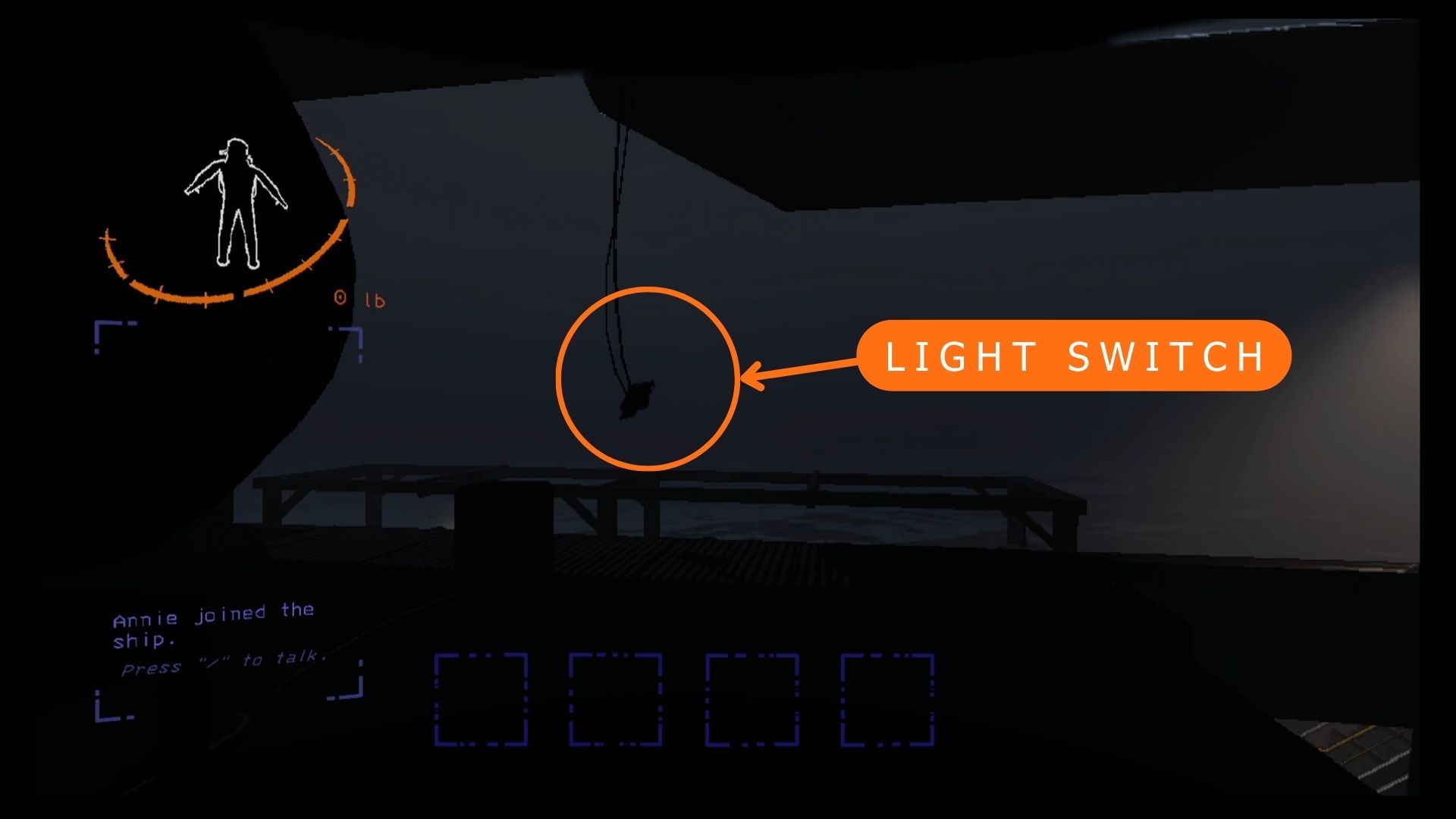 Lethal Company - Labelled image of light switch near submarine