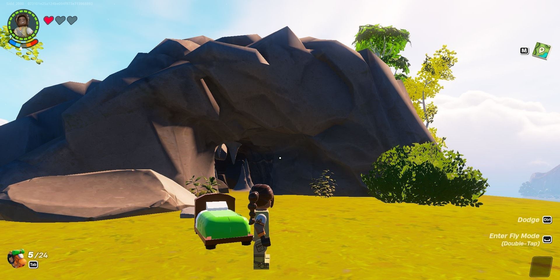 A bed in front of a cave in Lego Fortnite-1