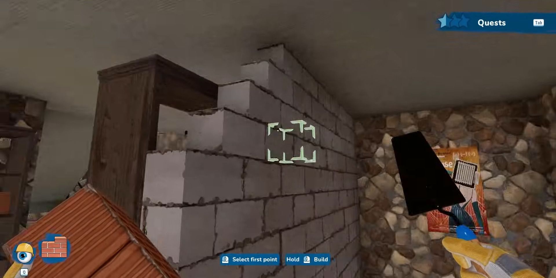 A broken wall in House Flipper 2