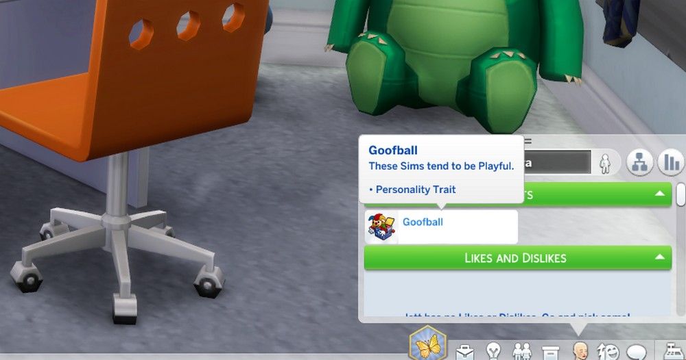 a child sim with the goofball trait in their simology panel the sims 4 children skills