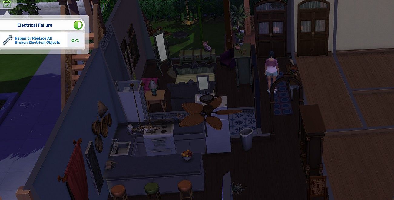 a dark rental unit during an electrical failure maintenance event the sims 4 for rent ts4