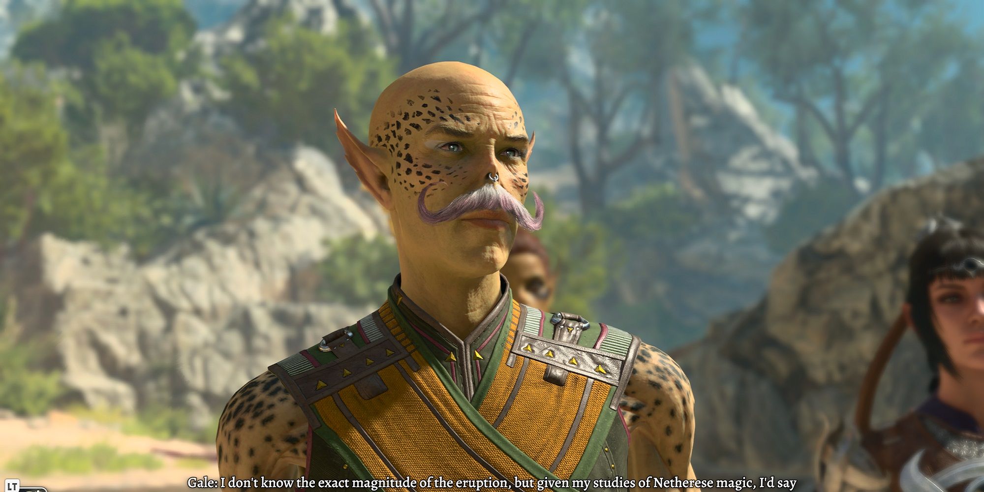 a githyanki monk with a brilliant moustache in baldur's gate 3