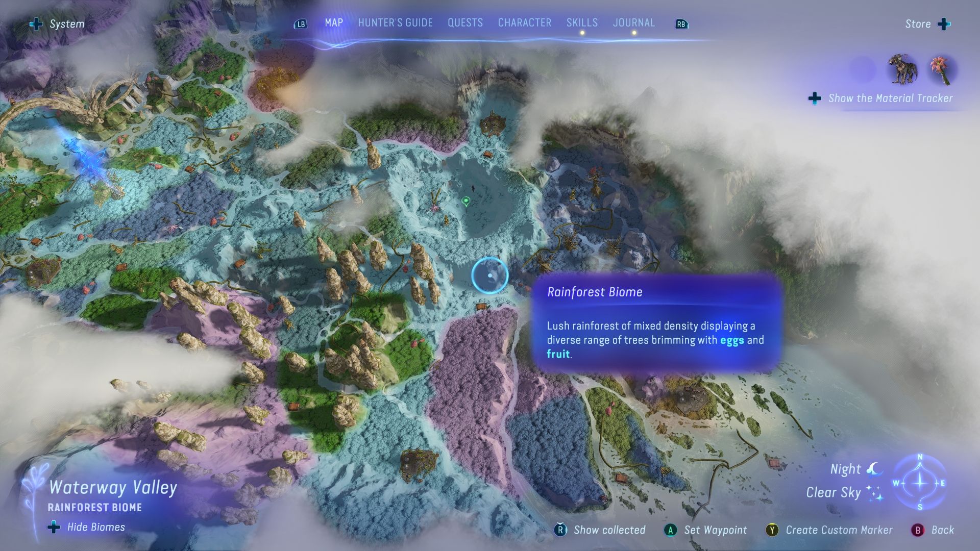 A map picture showing different biomes Avatar Frontiers of Pandora