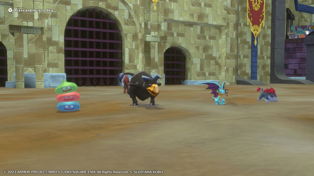 A party of monsters at the Maulosseum in Dragon Quest Monsters The Dark Prince.