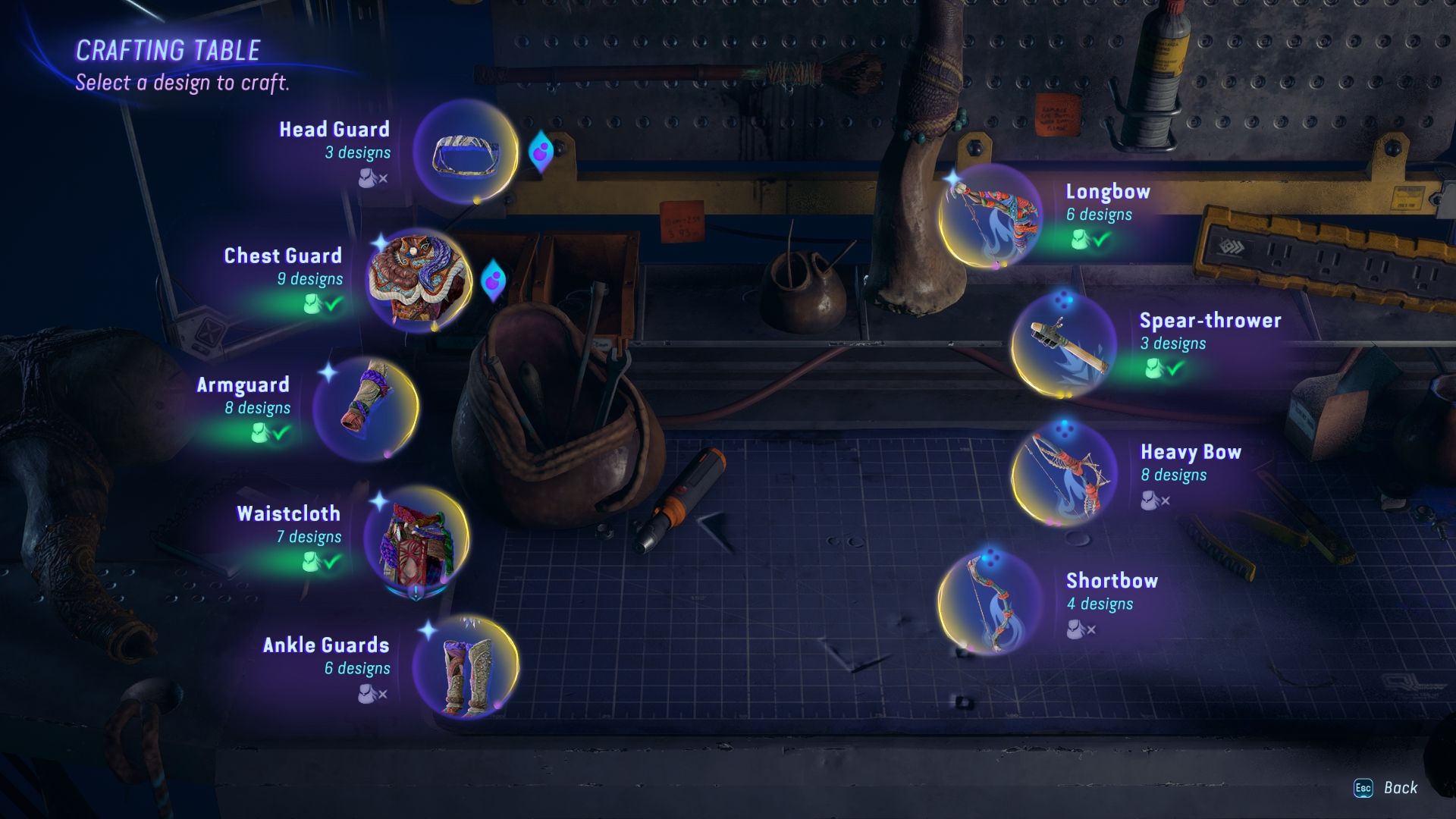 A picture of the crafting table menu Avatar Frontiers of Pandora