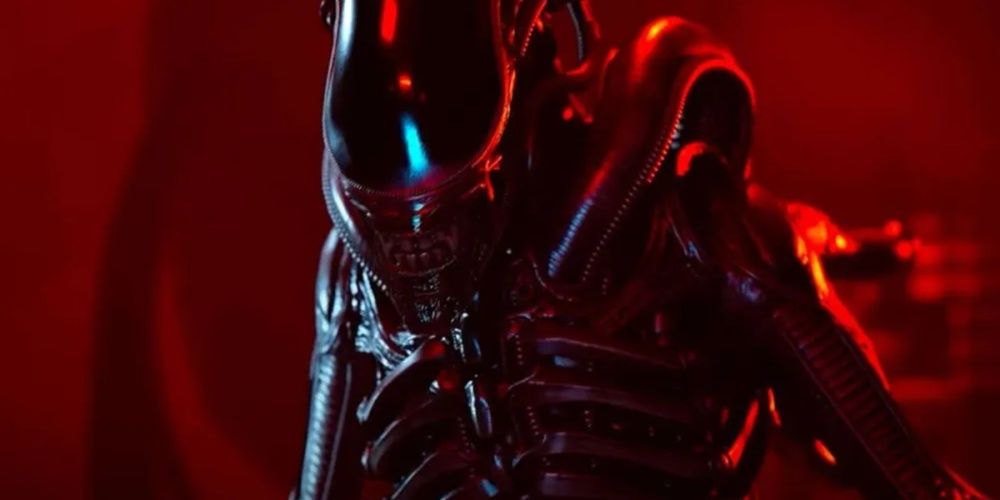 Xenomorph Stares At Camera With Red Backround