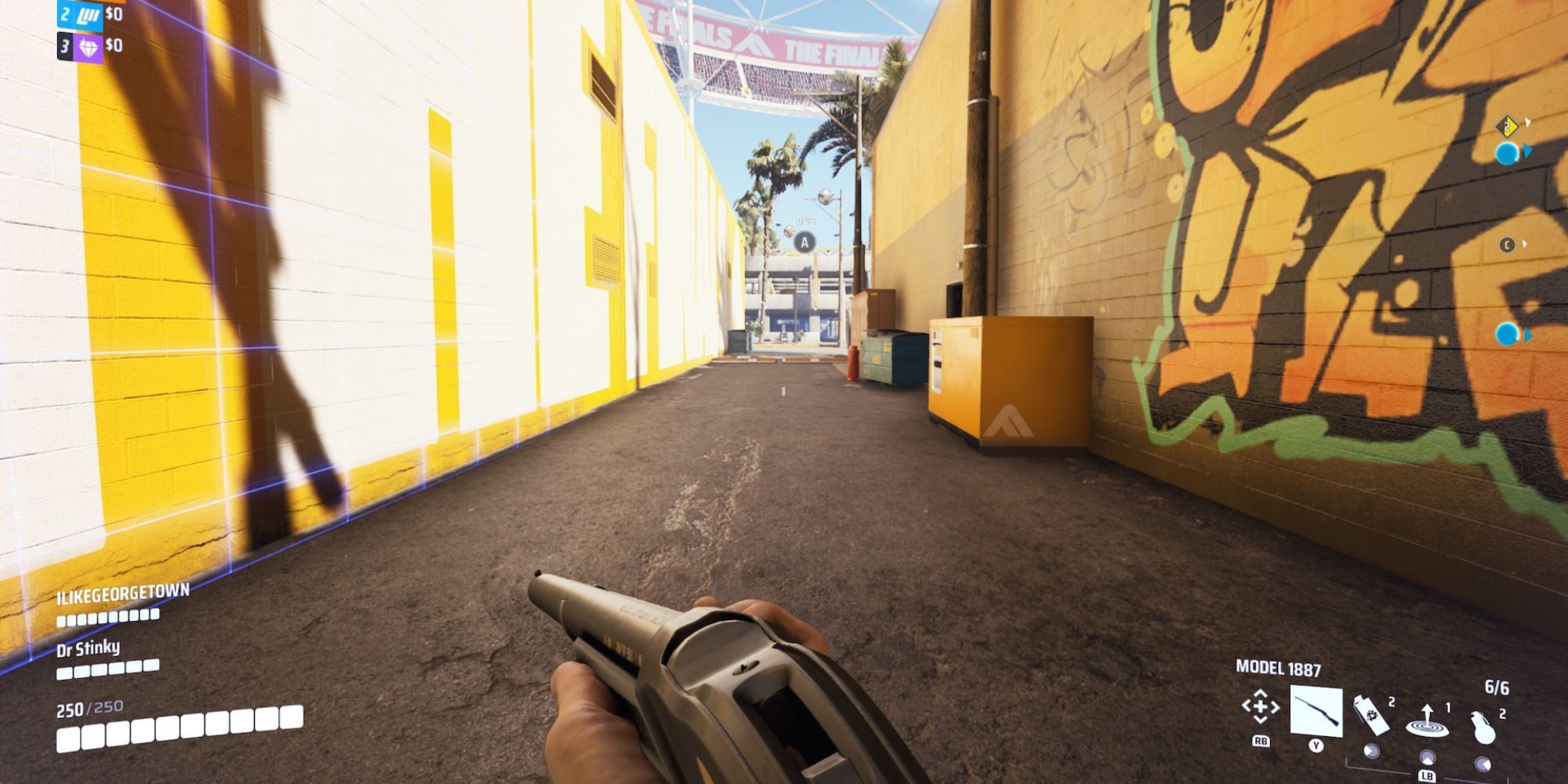 the finals character running through alleyway