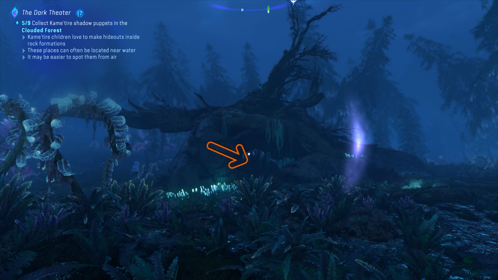 An arrow showing the location of the Windswept Doll 7 the strong Avatar Frontiers of Pandora