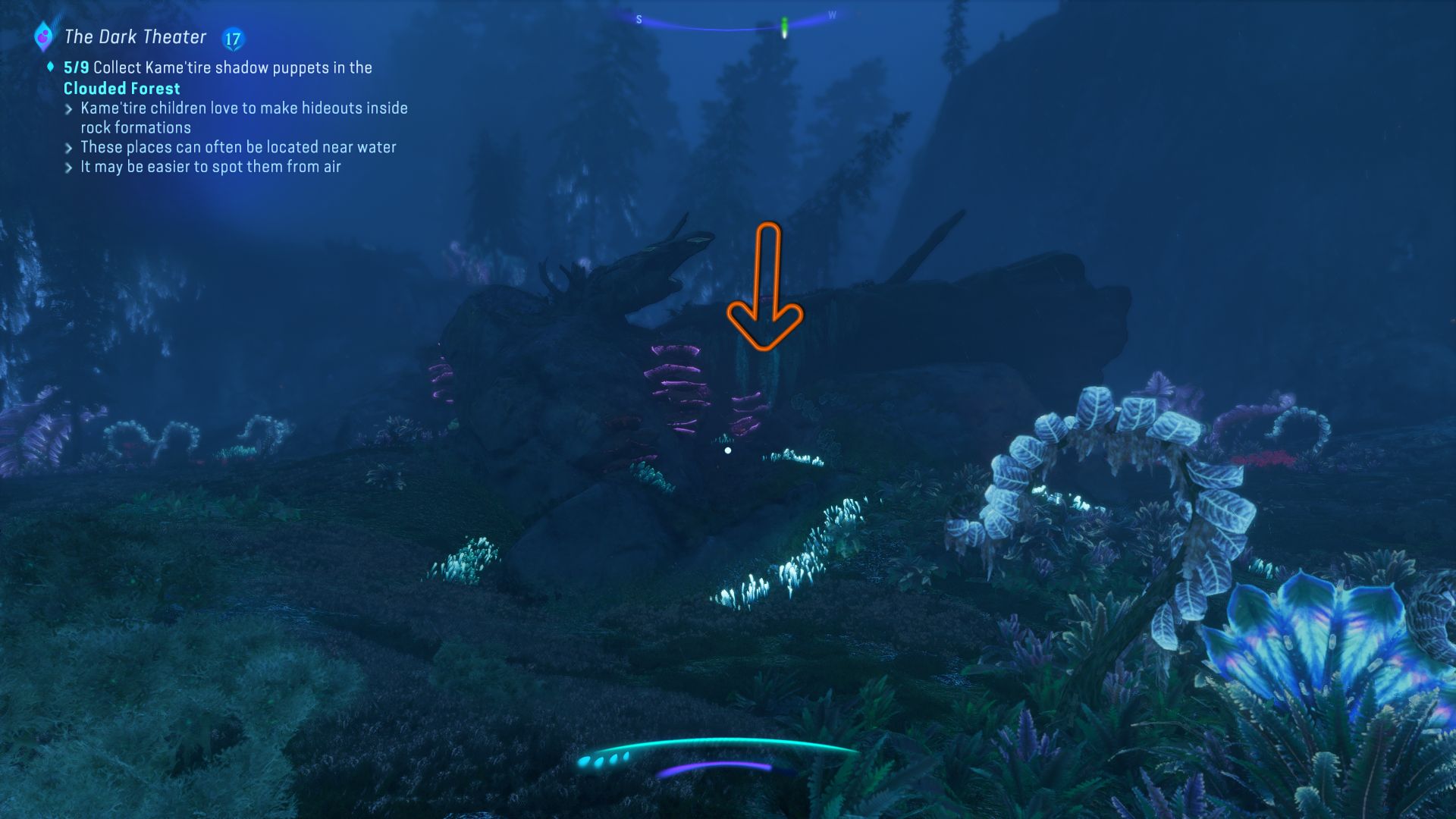 An arrow showing the location of the Windswept Doll 8 the siren Avatar Frontiers of Pandora