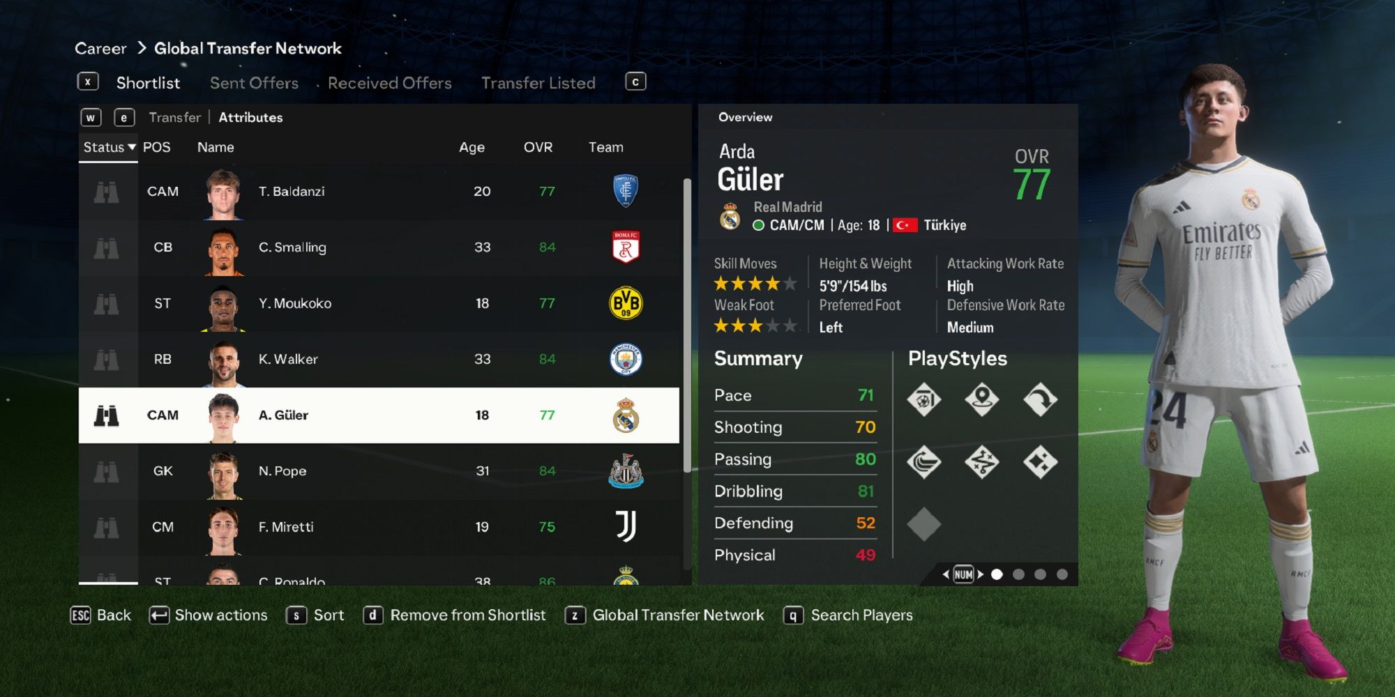 An image of Arda Guler in EA Sports FC 24