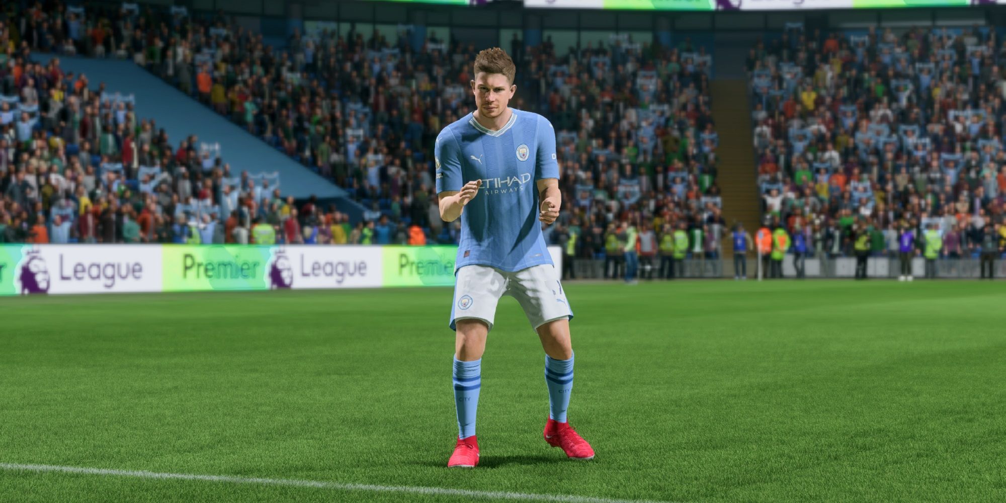 Kevin de Bruyne celebrating an assist in EA Sports FC 24