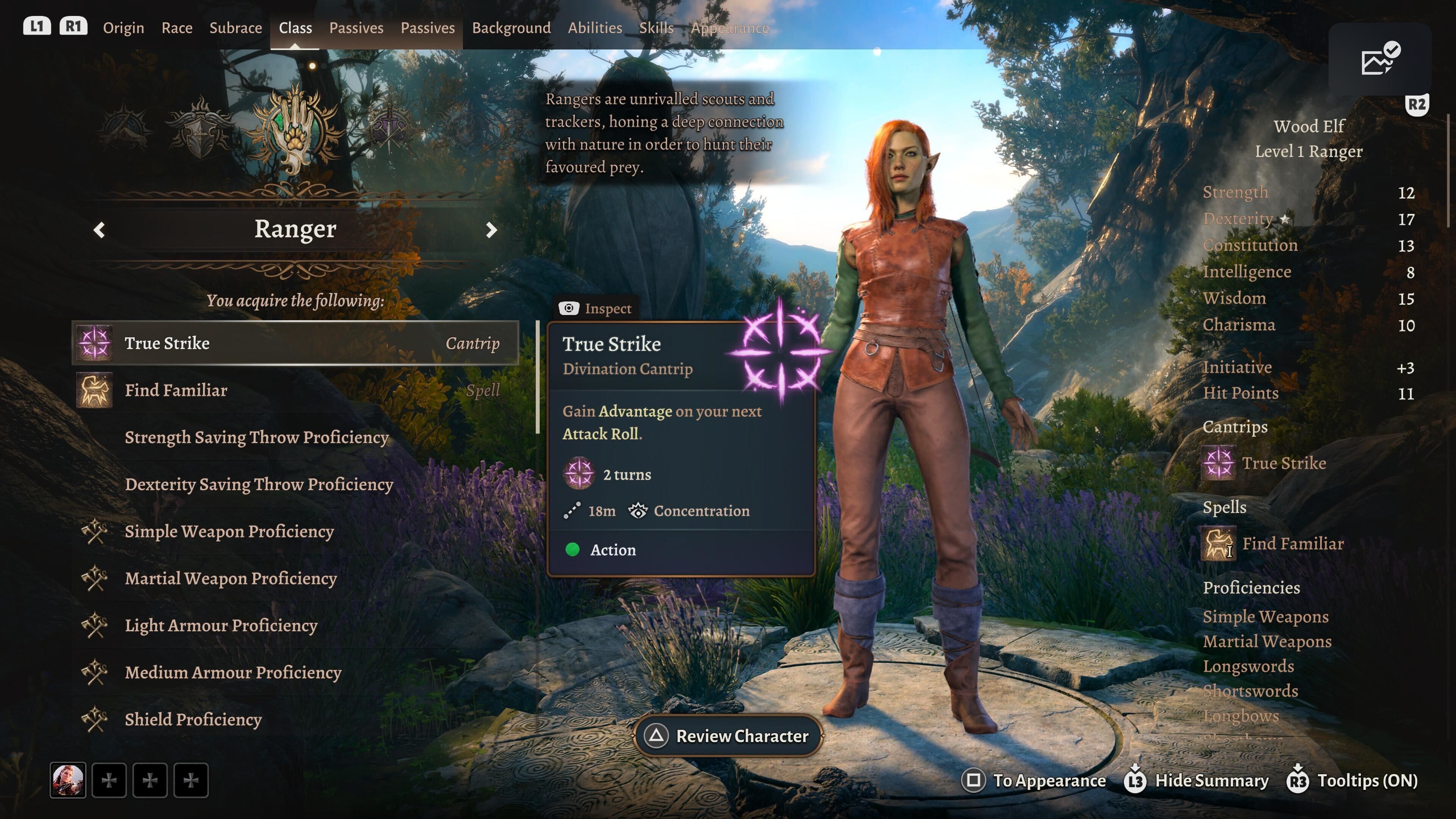 Baldur's Gate 3 Wood Elf Ranger Creater Creation with True Strike