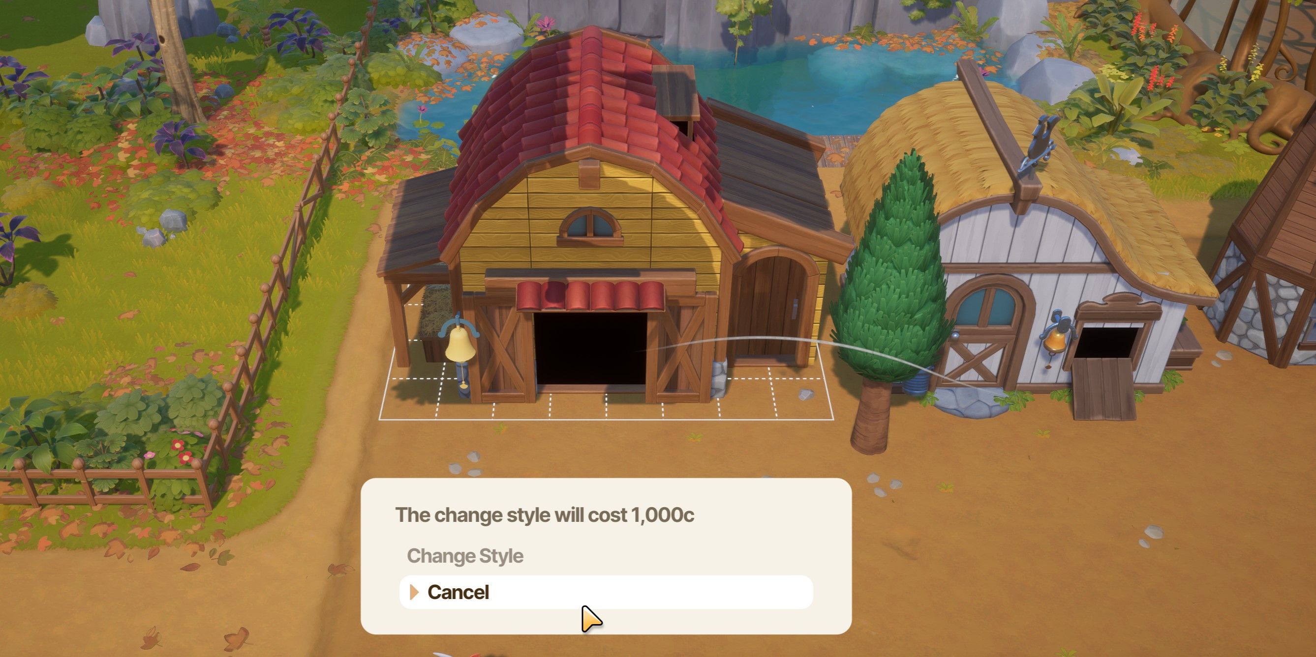 Coral Island: An image of the barn in the Redesign Menu
