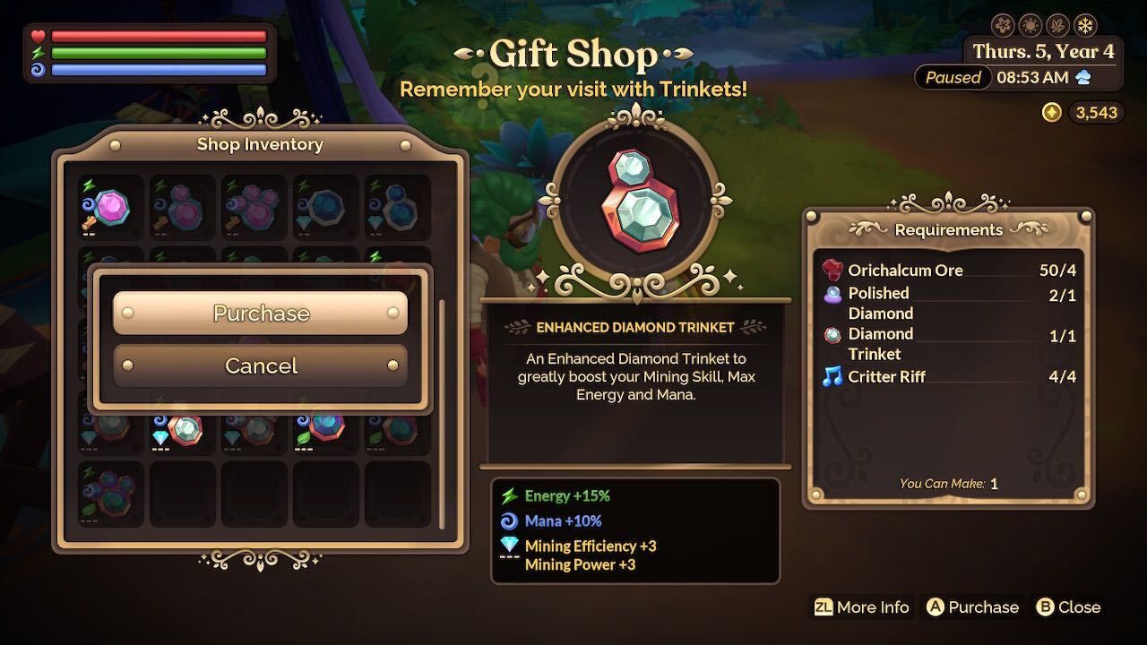 crafting a diamond trinket in fae farm dlc archipaligo park all trinket recipes