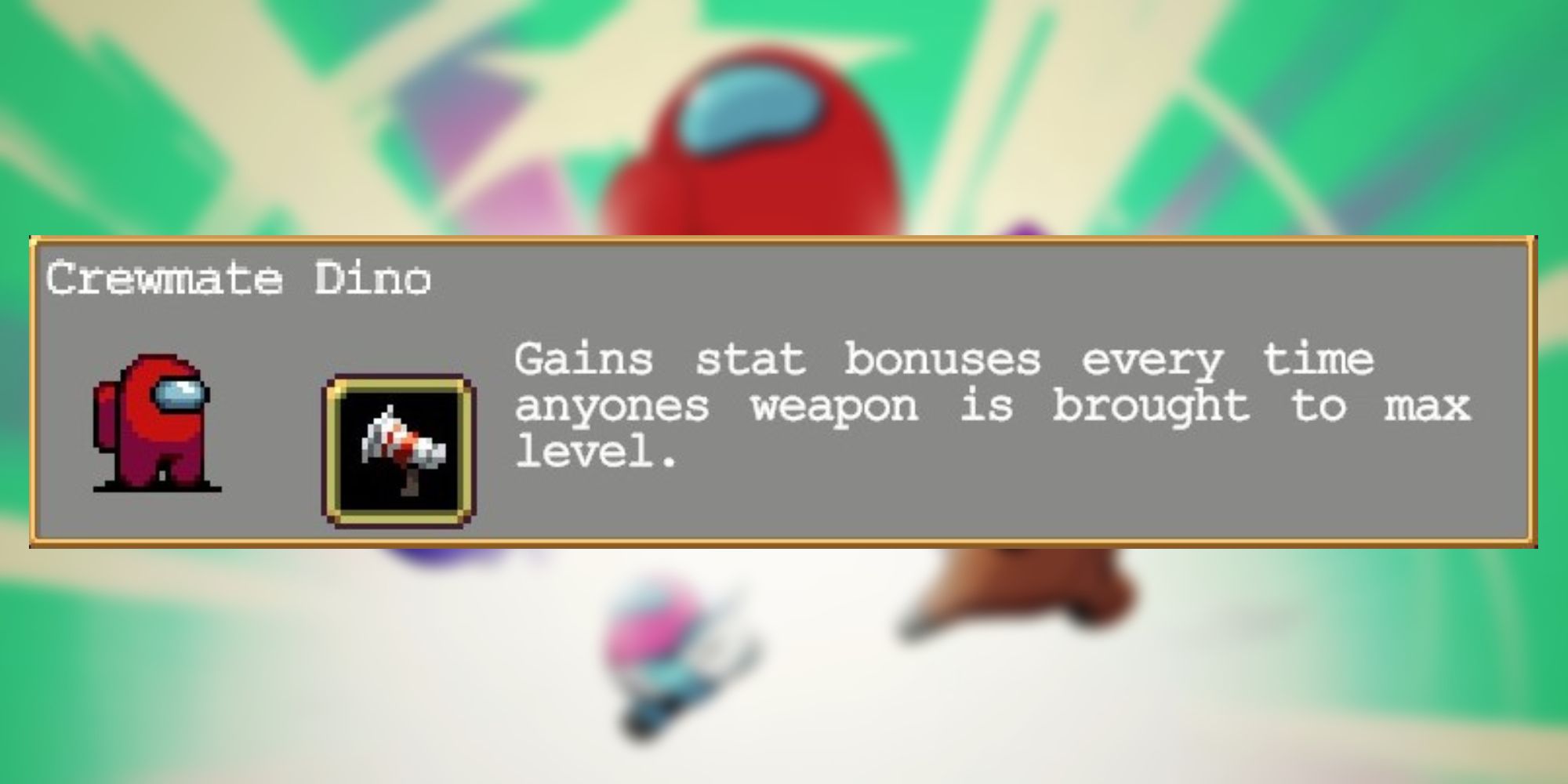 Info on the Crewmate Dino character from Vampire Survivors: Emergency Meeting