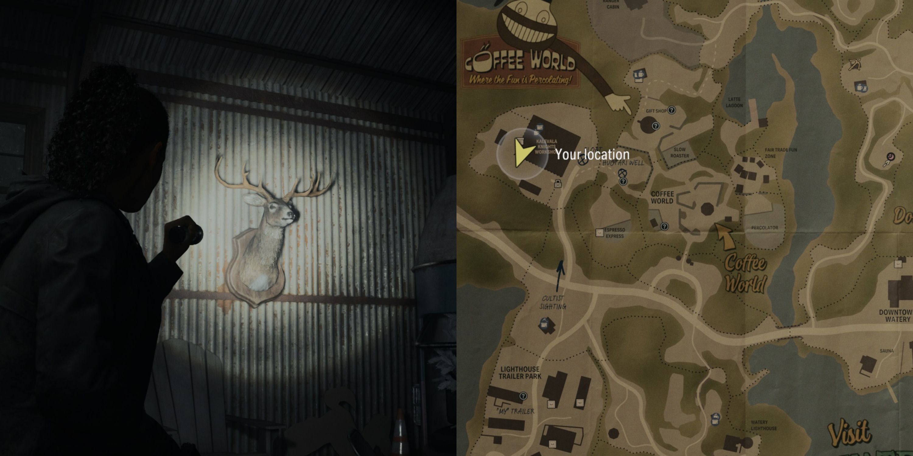 Deer Head At Kalevala Knights Workshop / Its location on the Watery Map
