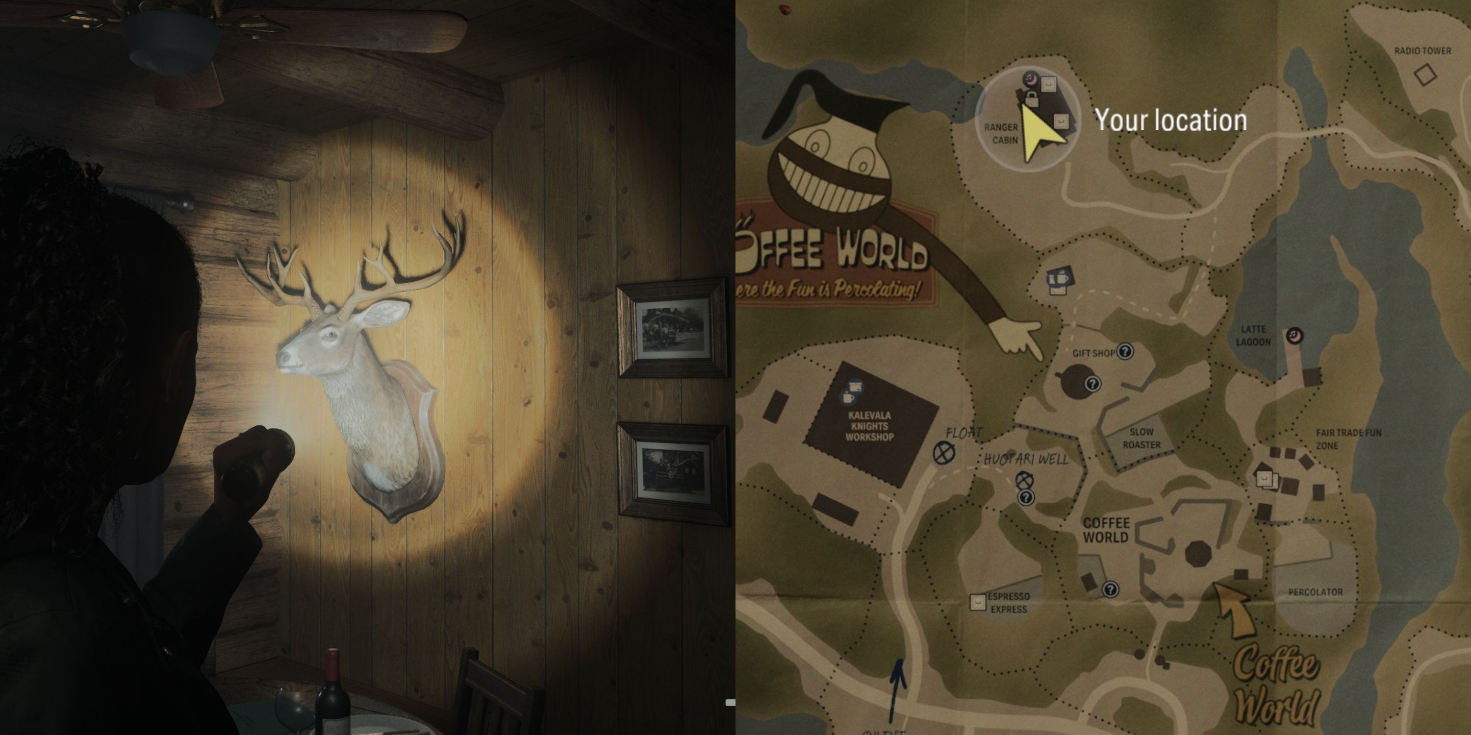 Deer Head At Ranger Station / Its location on the Watery Map