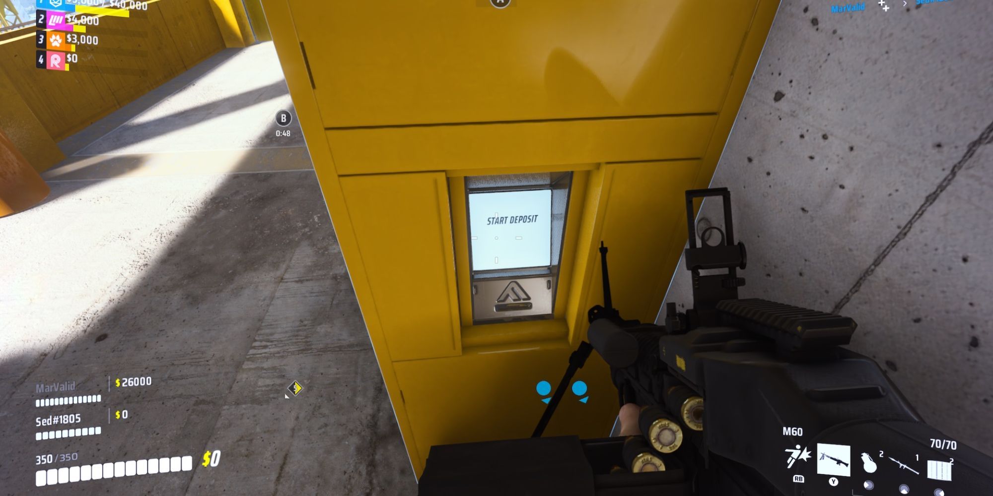 the finals deposit location being looked at by player