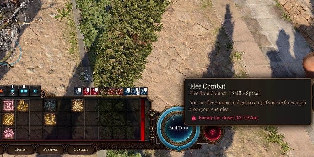 The flee combat button details in baldur's gate 3