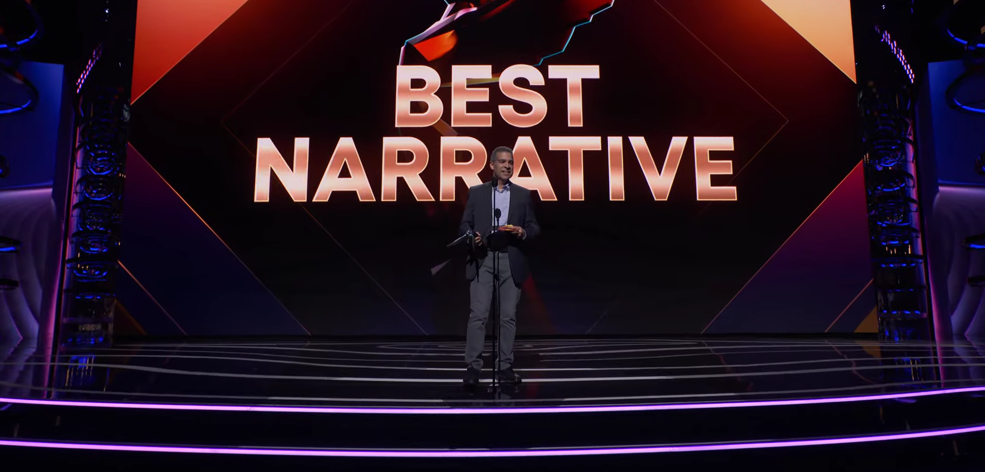Ed Boon presenting Best Narrative at The Game Awards.