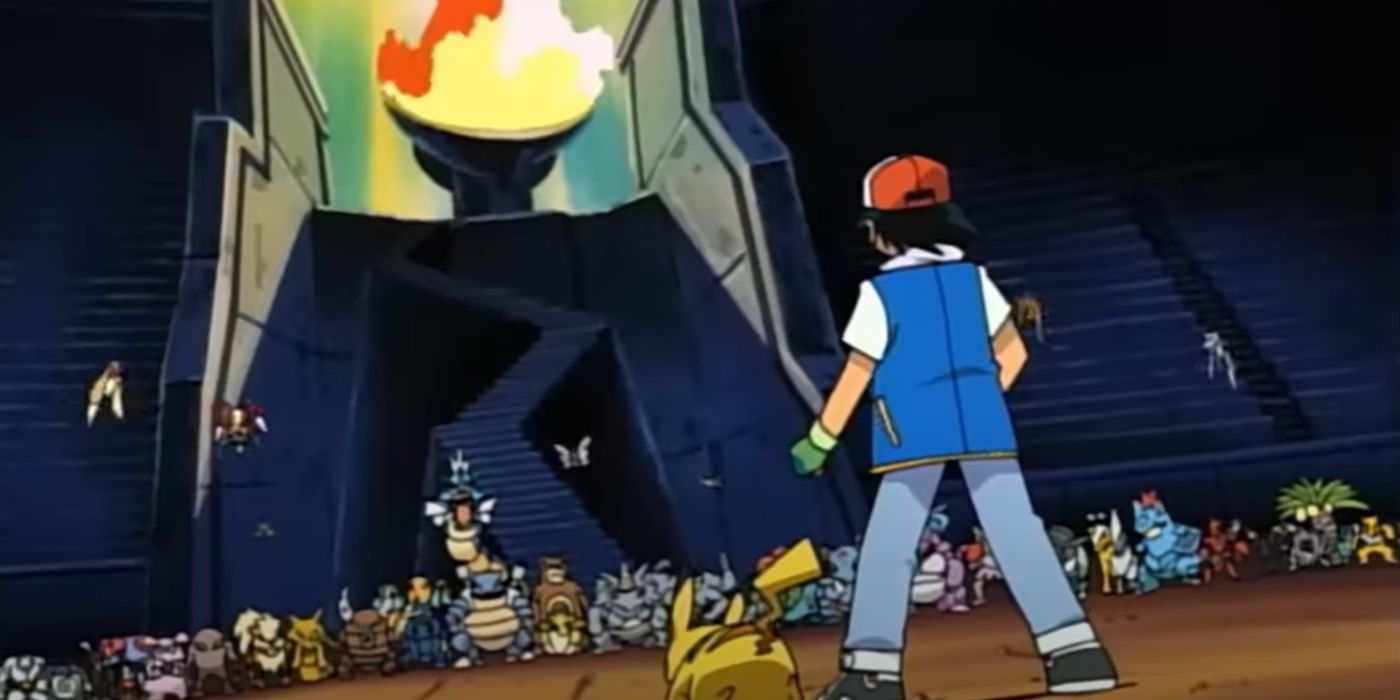 Image of Ash & Pikachu Facing Off Against Several Pokémon 