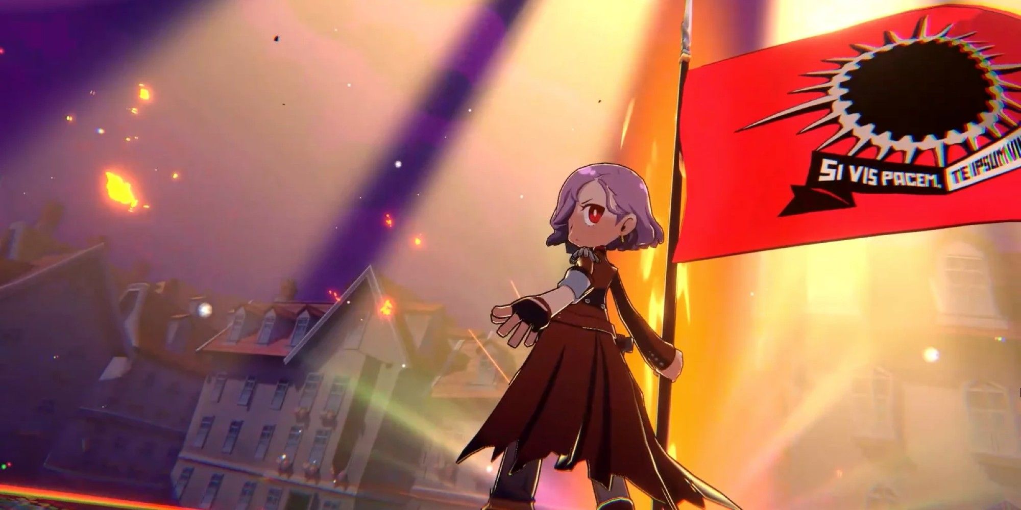 Erina erecting her flag in Persona 5 Tactica
