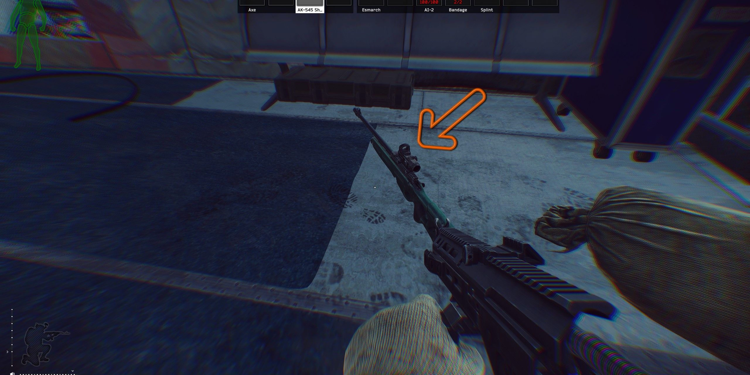 SV-98 on the ground in Escape From Tarkov: Arena.