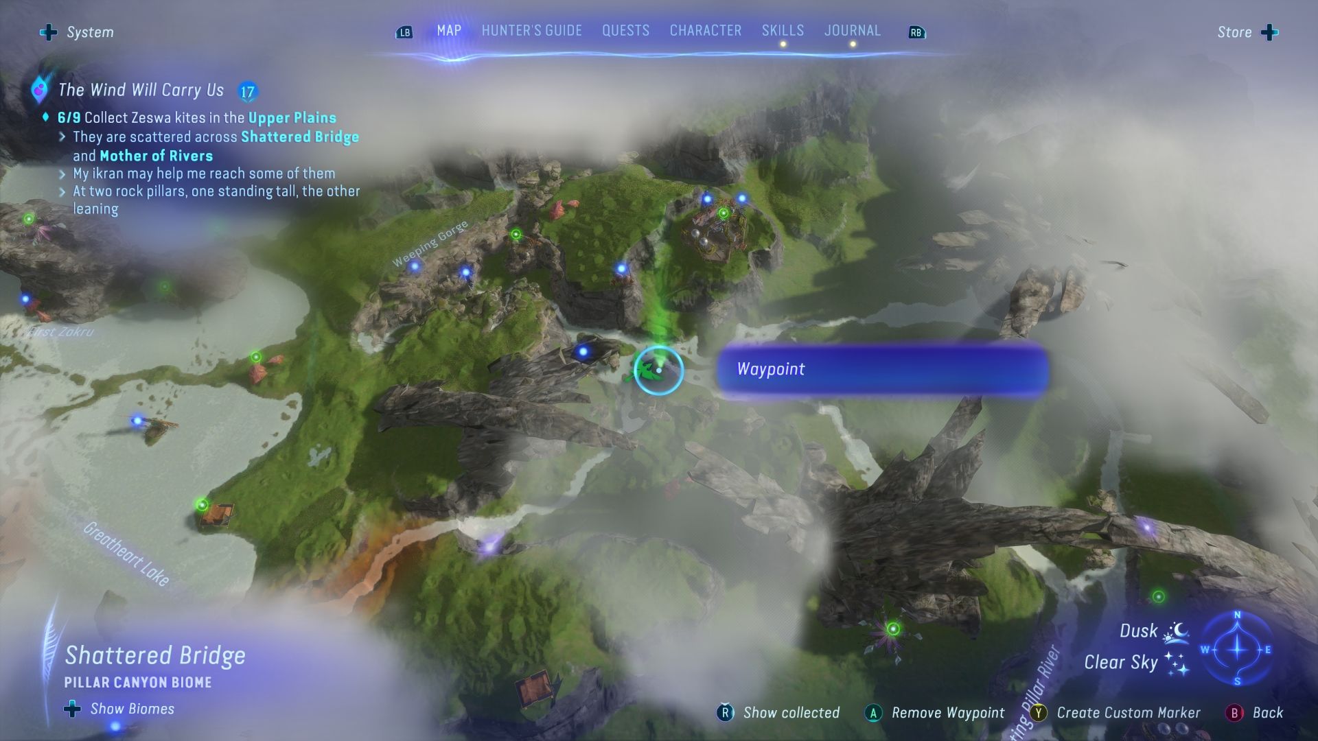 Fog Guiding Kite location on the map Avatar Frontiers of Pandora
