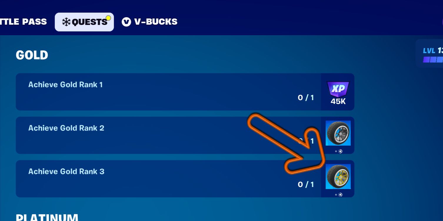 The Gold Wheels in Fortnite Rocket Racing.