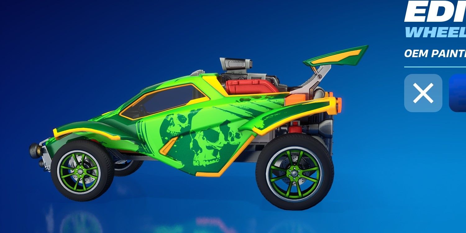 Octane in Fortnite Rocket Racing with lime wheels.