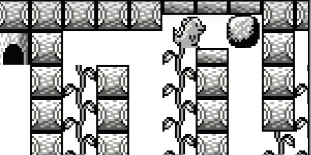Godzilla Gameboy, Godzilla pushing a boulder off the ledge
