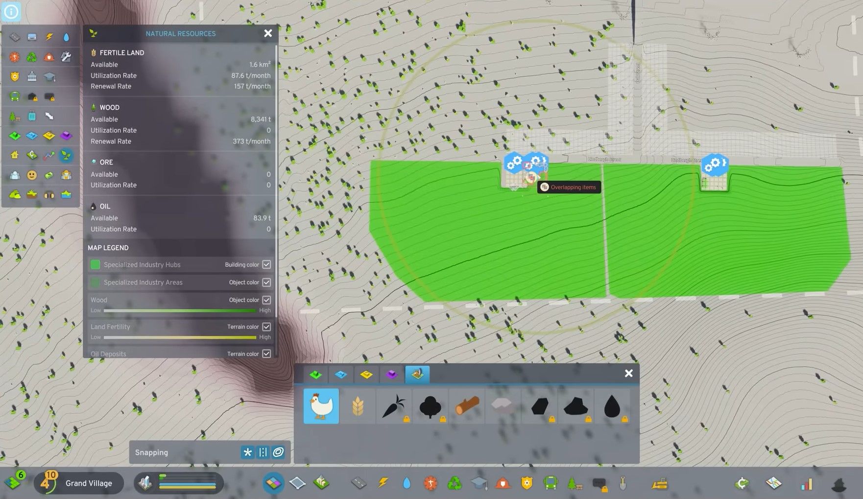 Green area of livestock after building in Cities: Skylines 2.