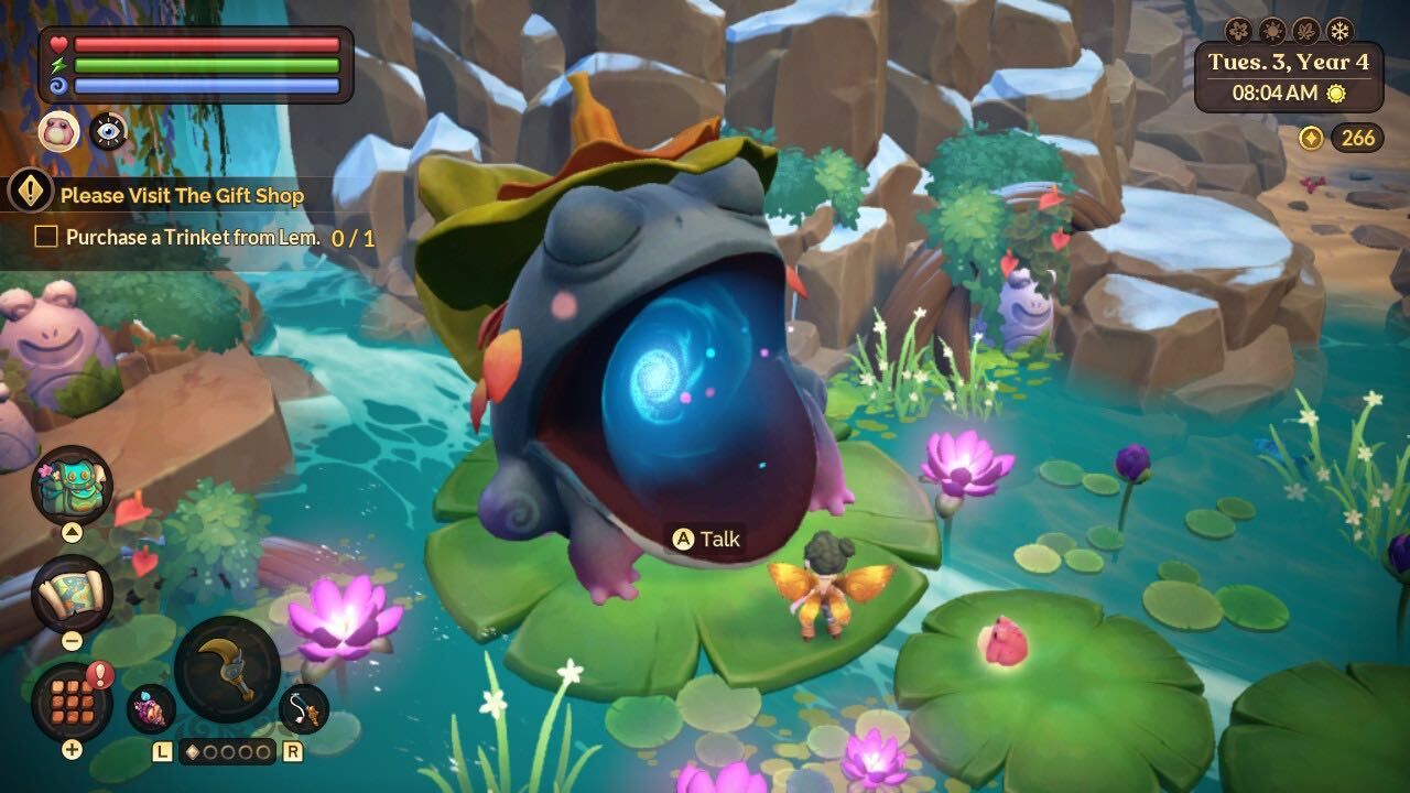 grenu's mouth open in azoria fae farm coasts of croakia dlc archipaligo park