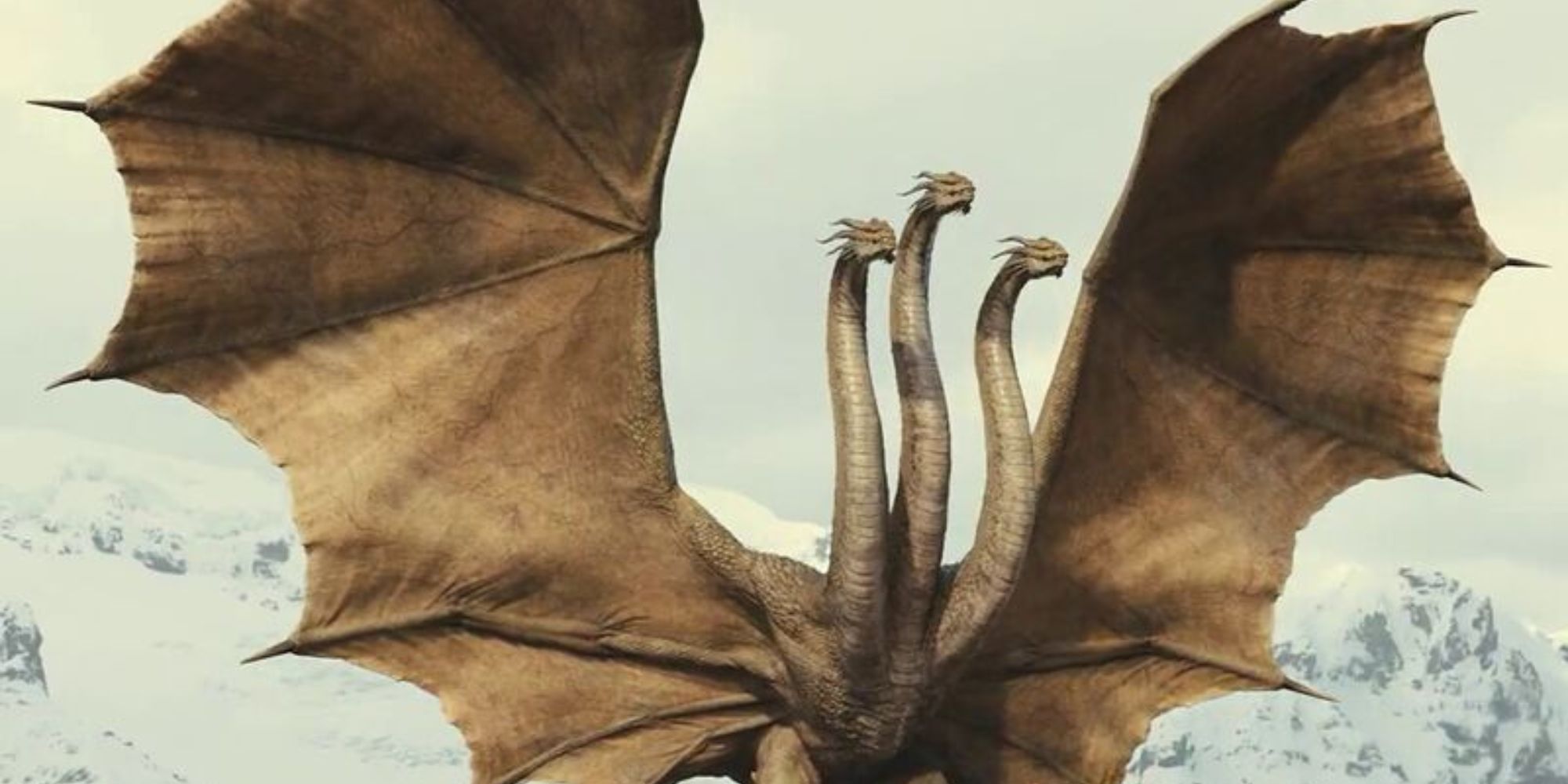 king ghidorah spreading wings and roaring with all three heads