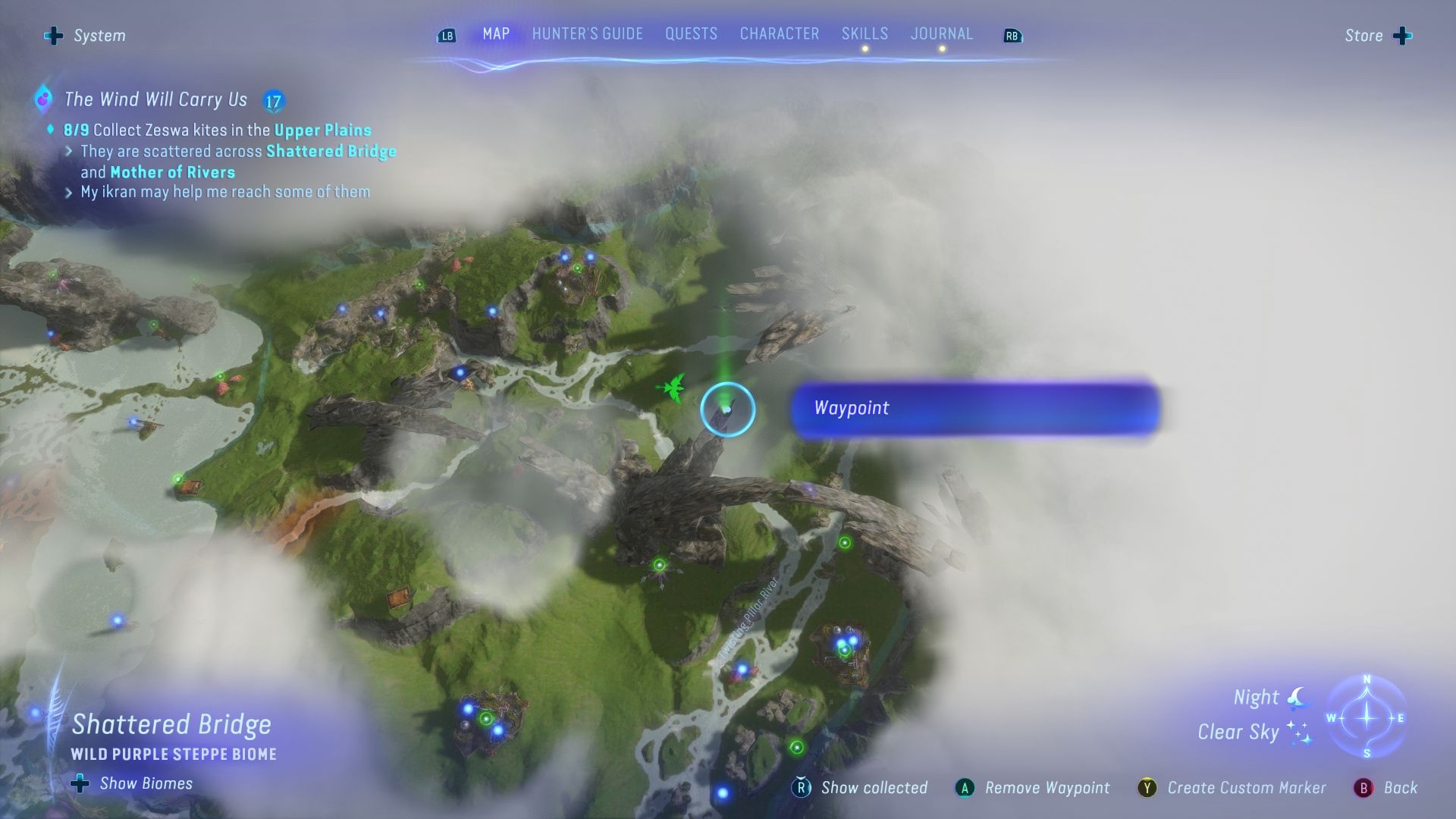 Kite of Water location on the map Avatar Frontiers of Pandora