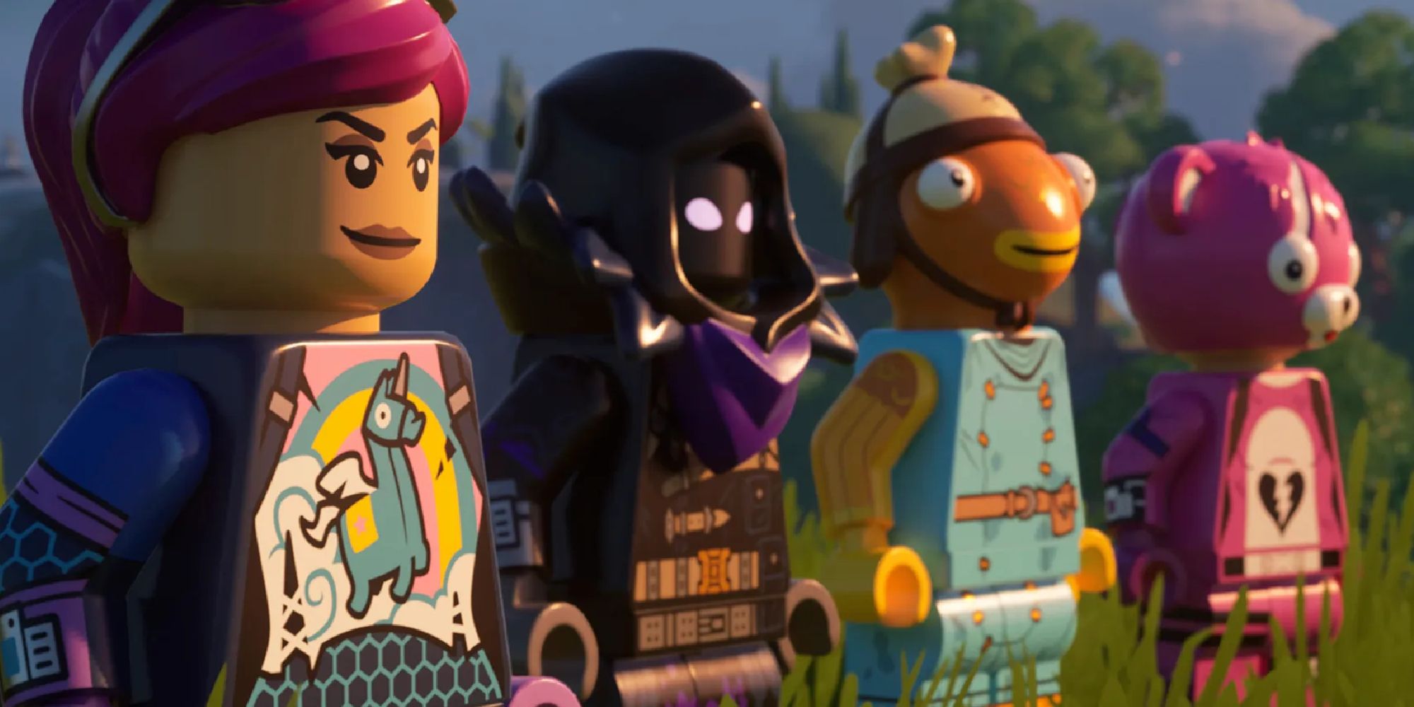 lego fortnite promotional image showing 4 characters