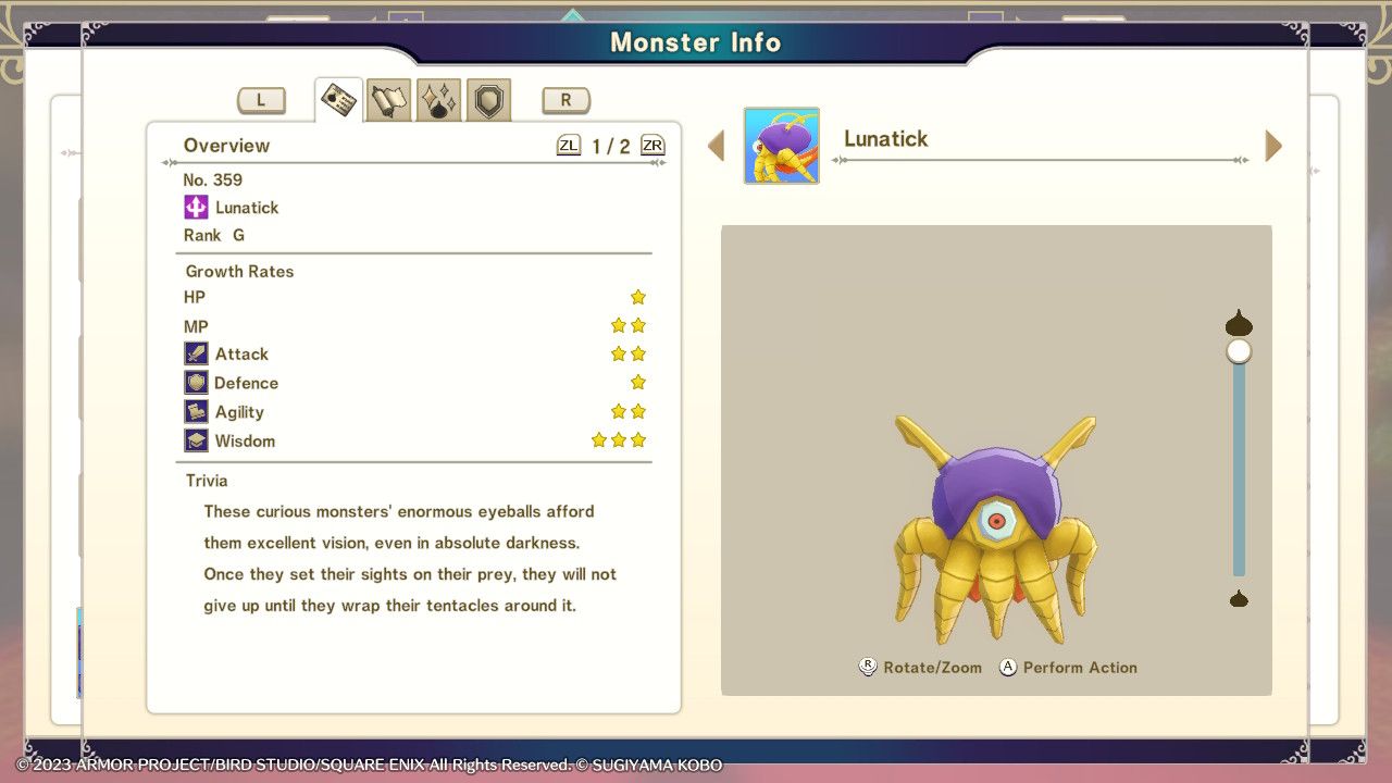 Lunatick monster in Dragon quest Monsters Dark Prince